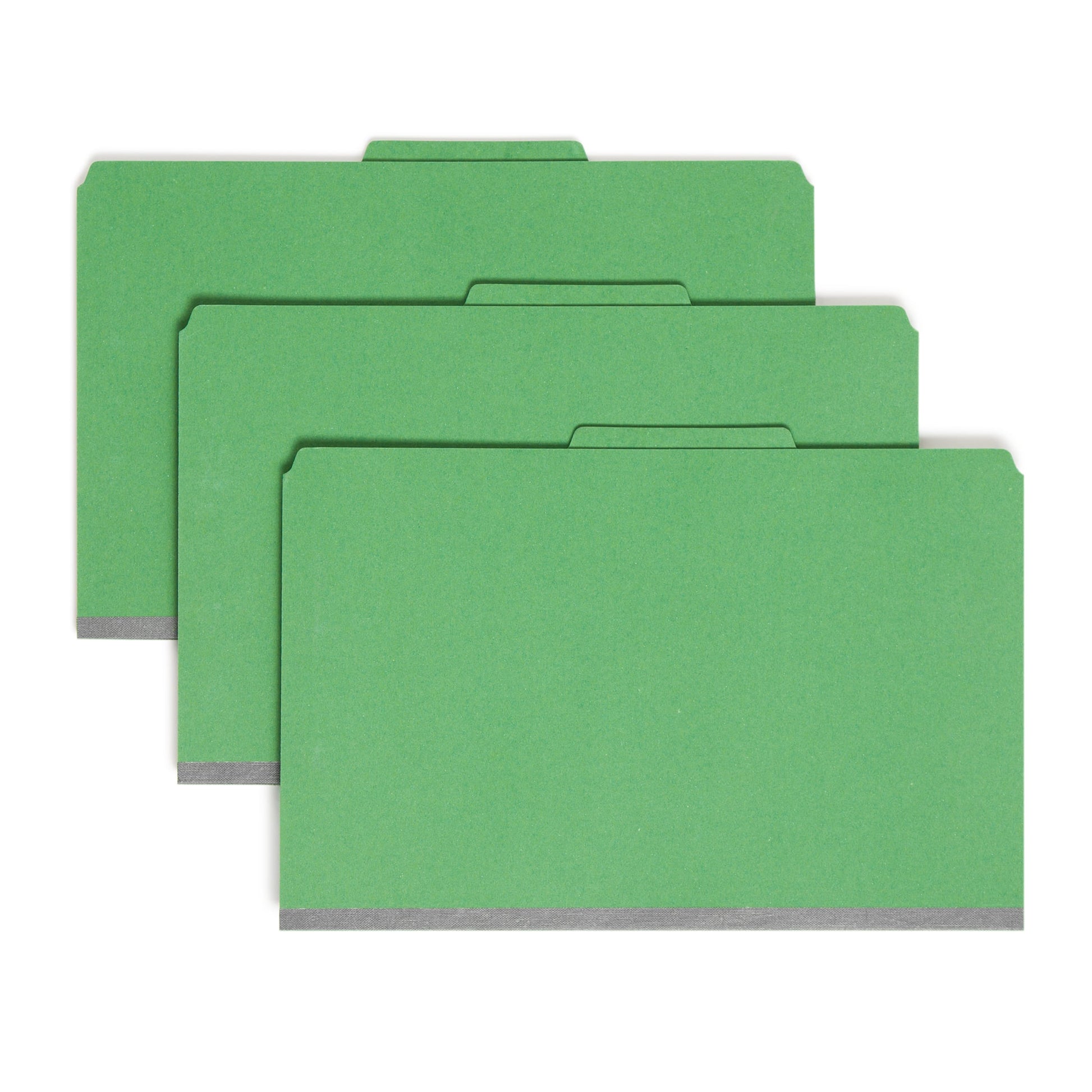 SafeSHIELD® Pressboard Classification File Folders, 3 Dividers, 3 inch Expansion, 2/5-Cut Tab, Green Color, Legal Size, Set of 10, 30086486190979