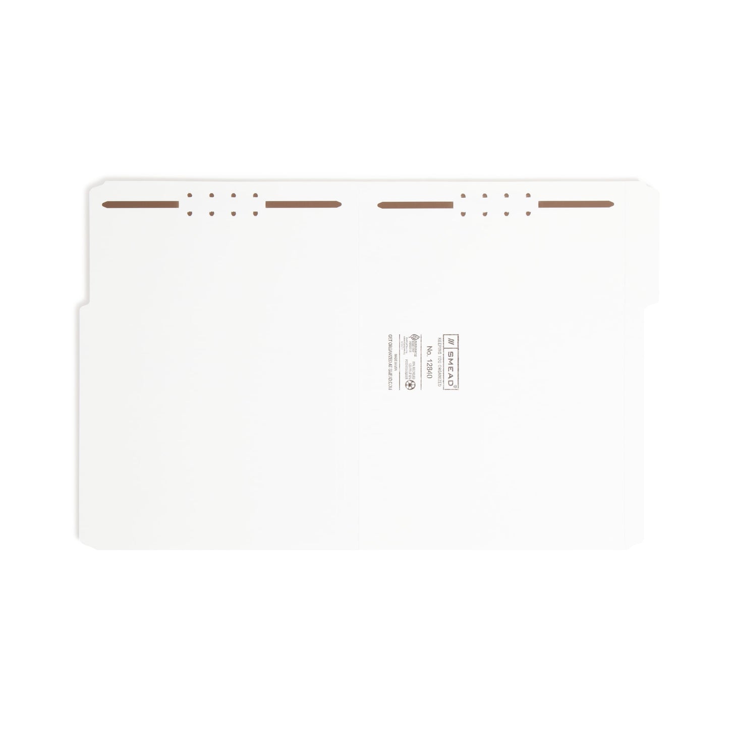 Reinforced Tab Fastener File Folders, 1/3-Cut Tab, 2 Fasteners, White Color, Letter Size, Set of 50, 086486128407