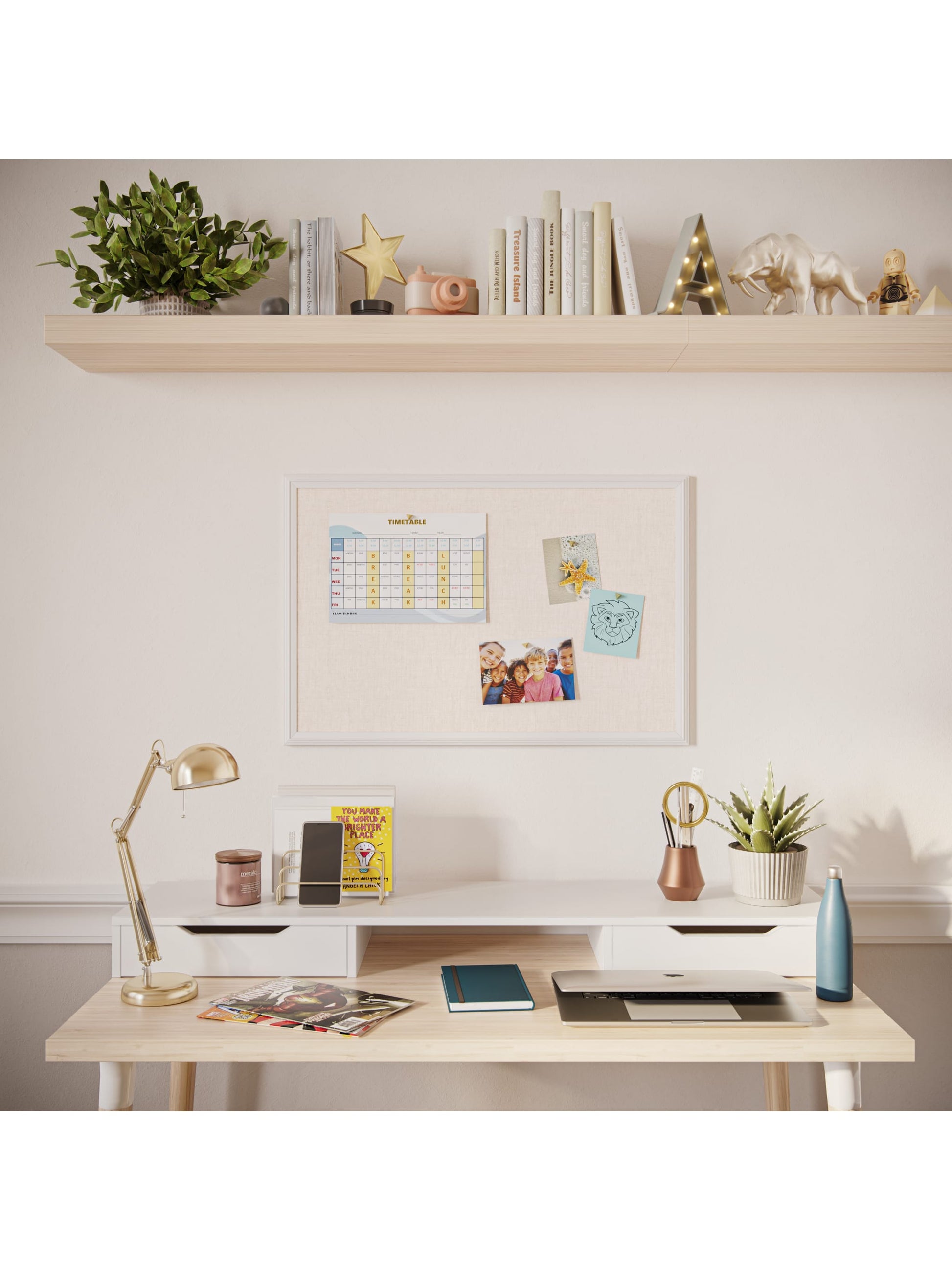 Decor Frame Linen Bulletin Board, White, Brown, 30" x 20", 3 x 2, Brown, 30" X 20" Size, Set of 1, 817894020744