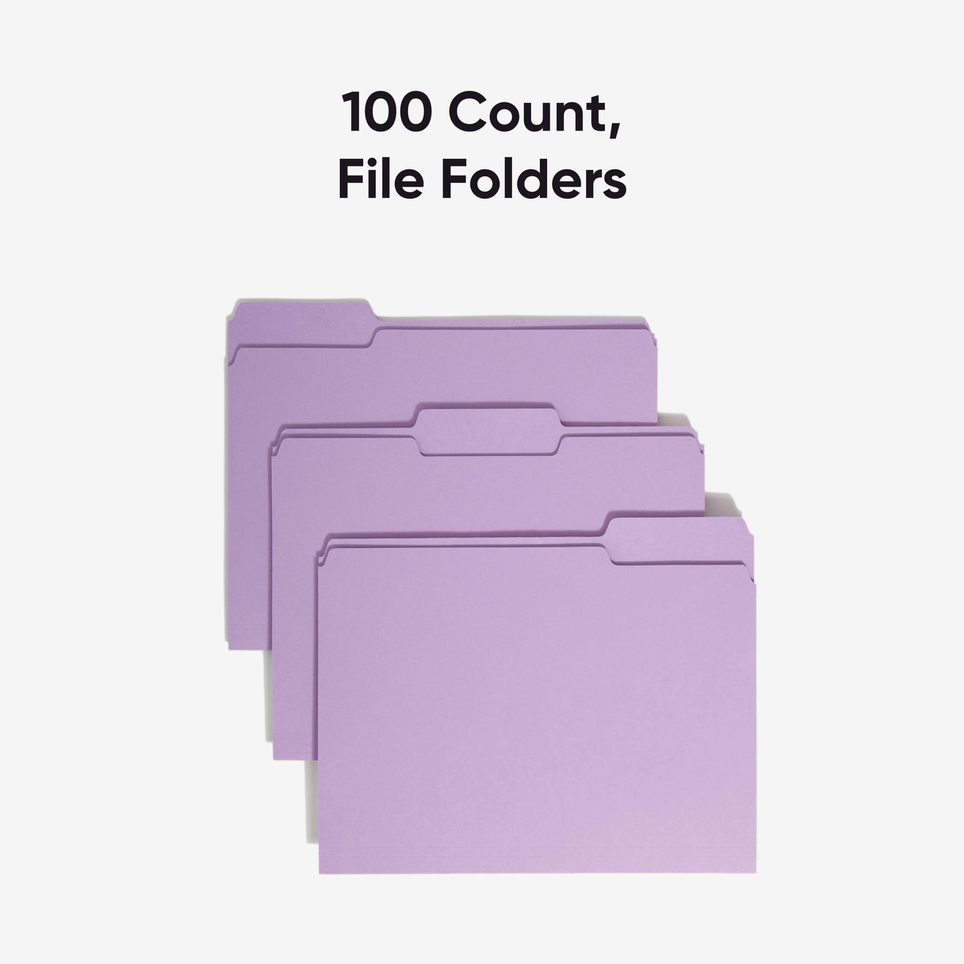 Standard File Folders, 1/3-Cut Tab, Lavender Color, Letter Size, Set of 100, 086486124430
