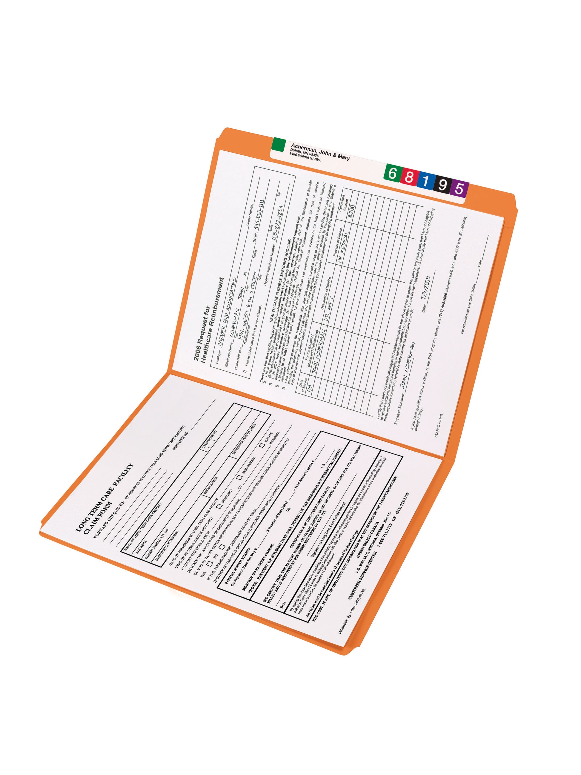 Reinforced Tab File Folders, Straight-Cut Tab, Orange Color, Letter Size, Set of 100, 086486125109