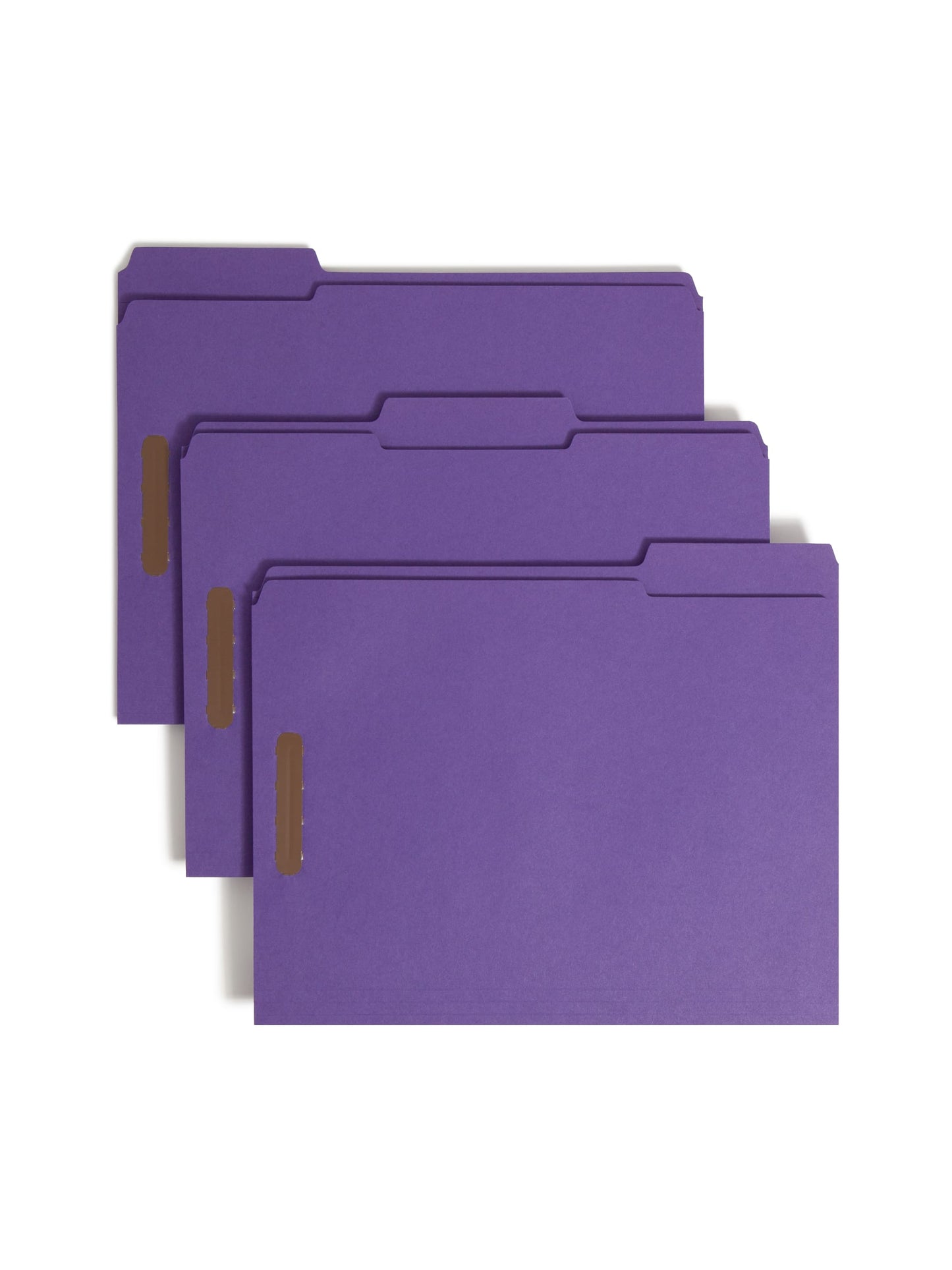 Reinforced Tab Fastener File Folders, 1/3-Cut Tab, 2 Fasteners, Purple Color, Letter Size, Set of 50, 086486130400