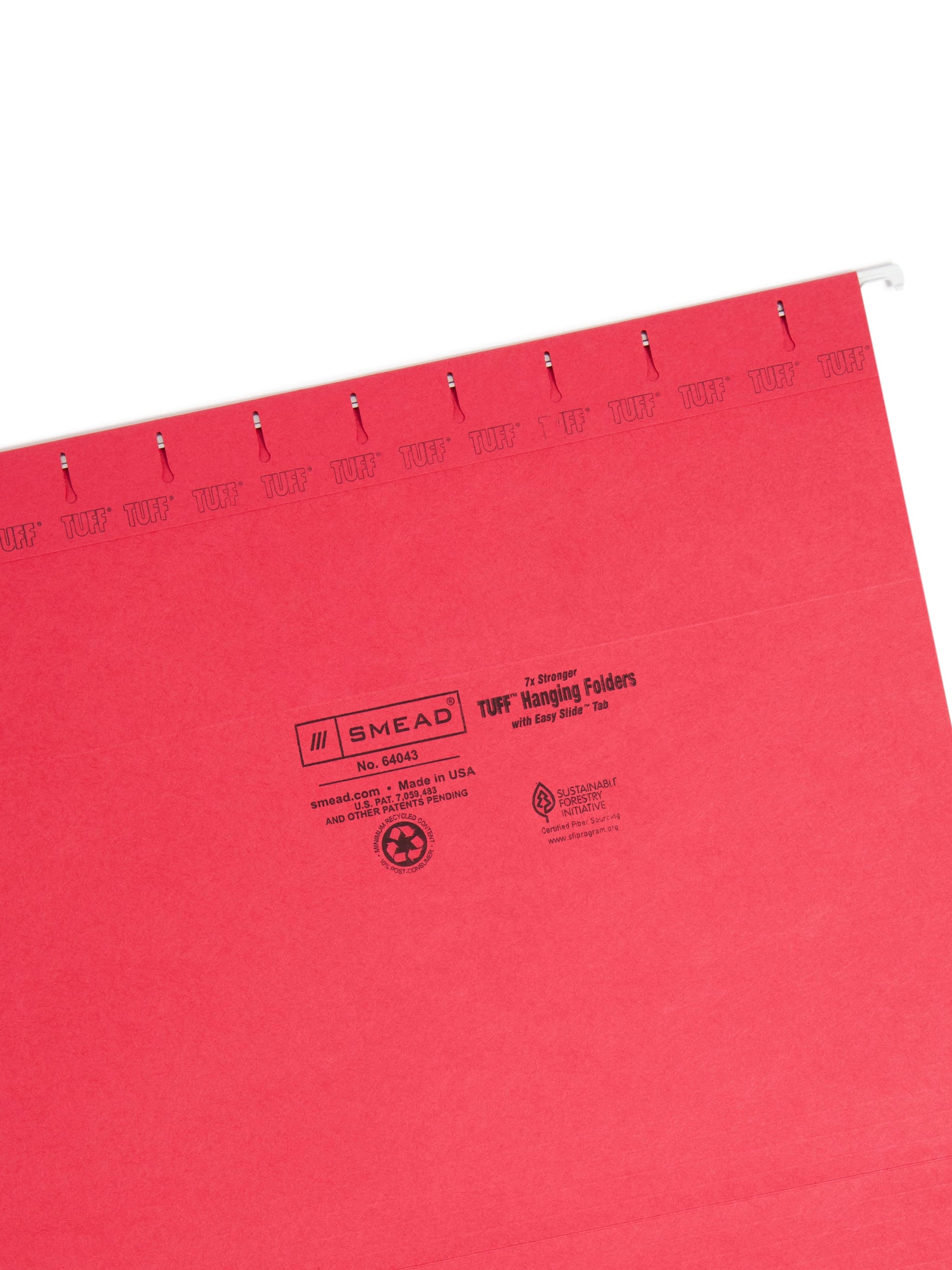 TUFF® Hanging File Folders with Easy Slide® Tabs, Red Color, Letter Size, Set of 1, 086486640435