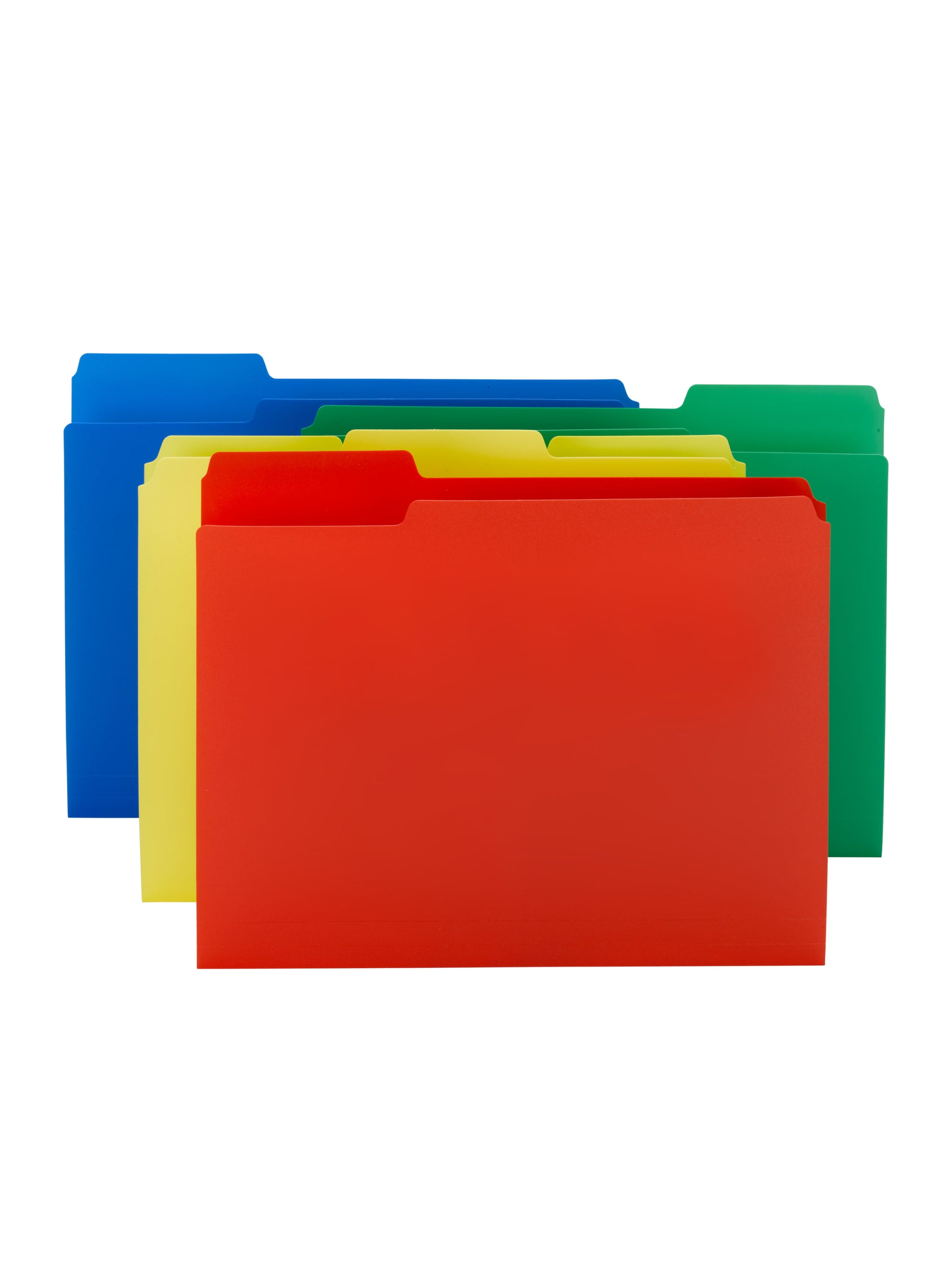 Poly File Folders, 1/3-Cut Tab, Assorted Colors Color, Letter Size, Set of 1, 086486105057