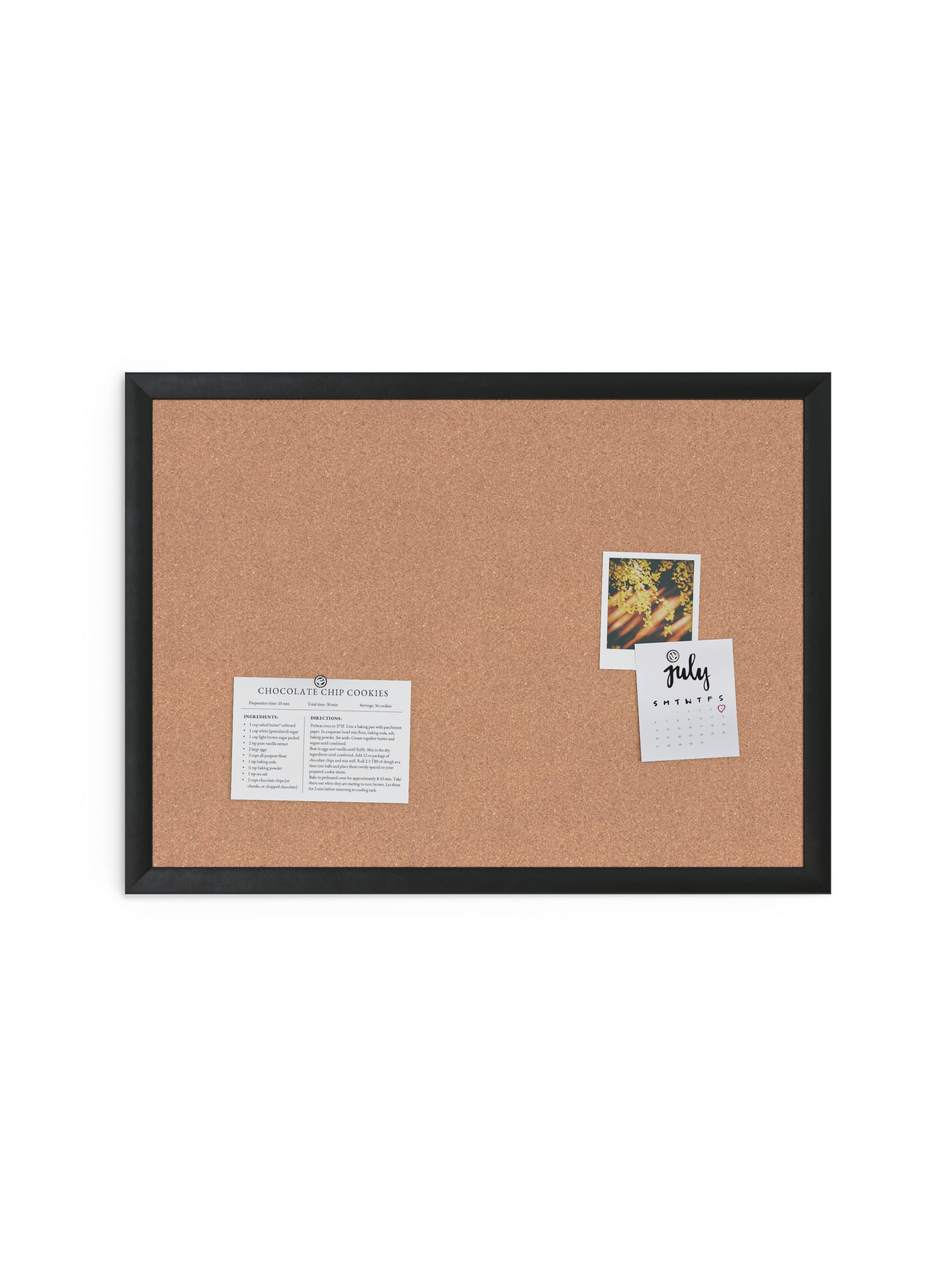 MDF Frame Cork Board, Black, Natural, 2" x 1", 2' or smaller, Natural, 2" X 1" Size, Set of 1, 812296020262