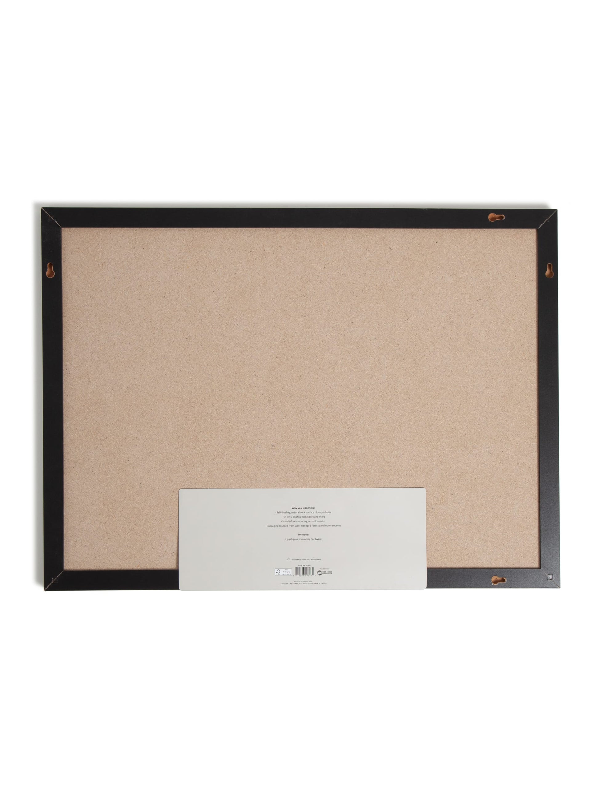 MDF Frame Cork Board, Black, Natural, 2" x 1", 2' or smaller, Natural, 2" X 1" Size, Set of 1, 812296020262