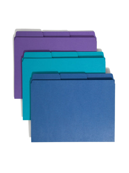 SuperTab® 3-in-1 File Folders, 1/3-Cut Tab, Assorted Colors Color, Letter Size, Set of 1, 086486119894