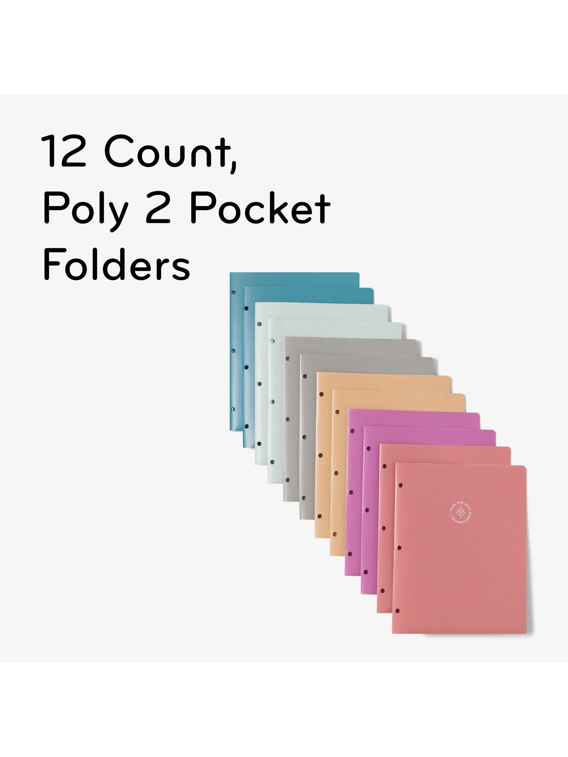 2 Pocket U-Eco Poly Folder, U-Eco, 0.4" Expansion, 2 Pockets, Assorted Colors, Assorted Colors, Set of 12, 843463166001