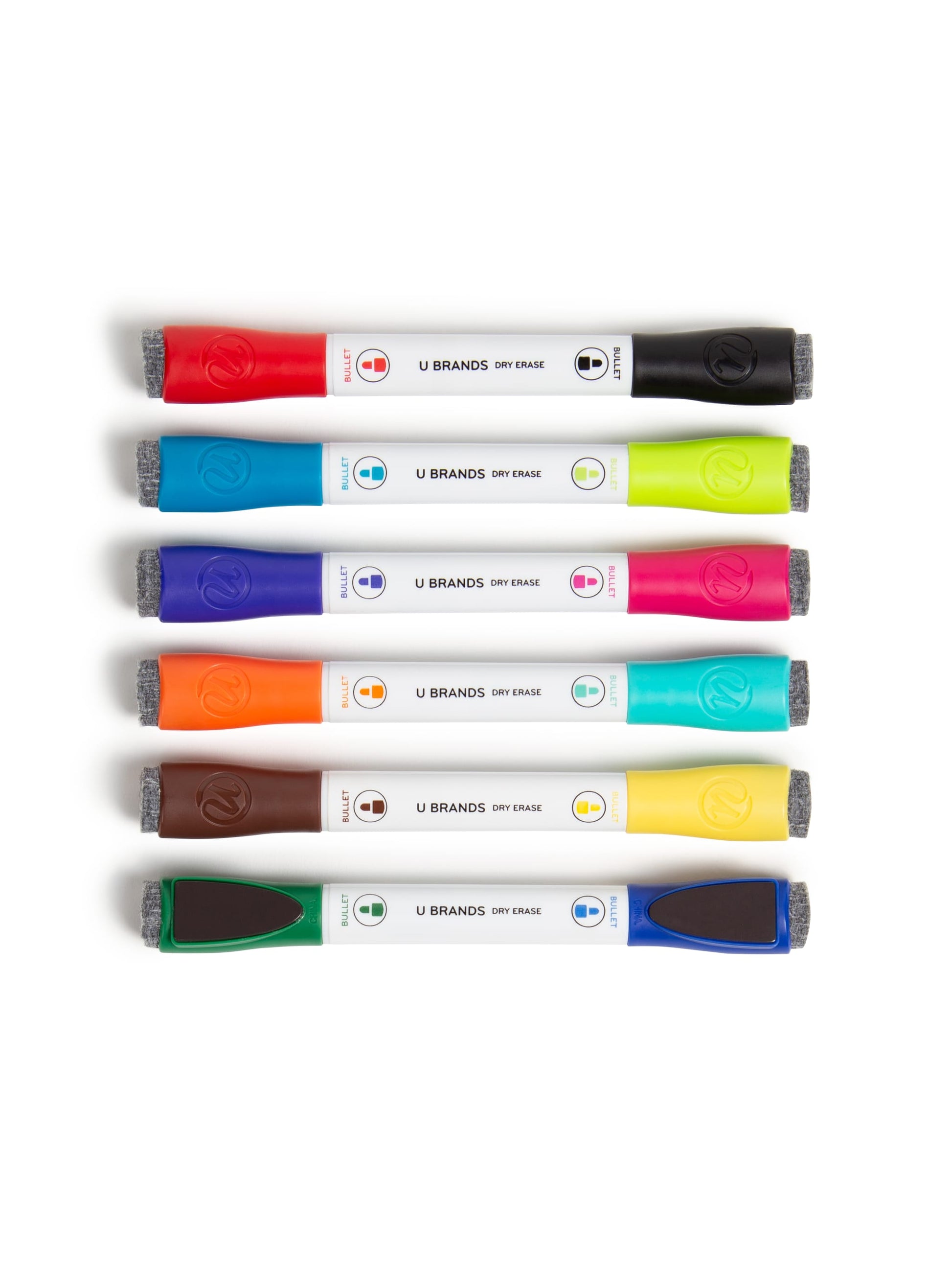 Bullet Tip Double Ended Dry Erase Markers, Assorted Colors, Assorted Colors, Set of 6, 812296025076