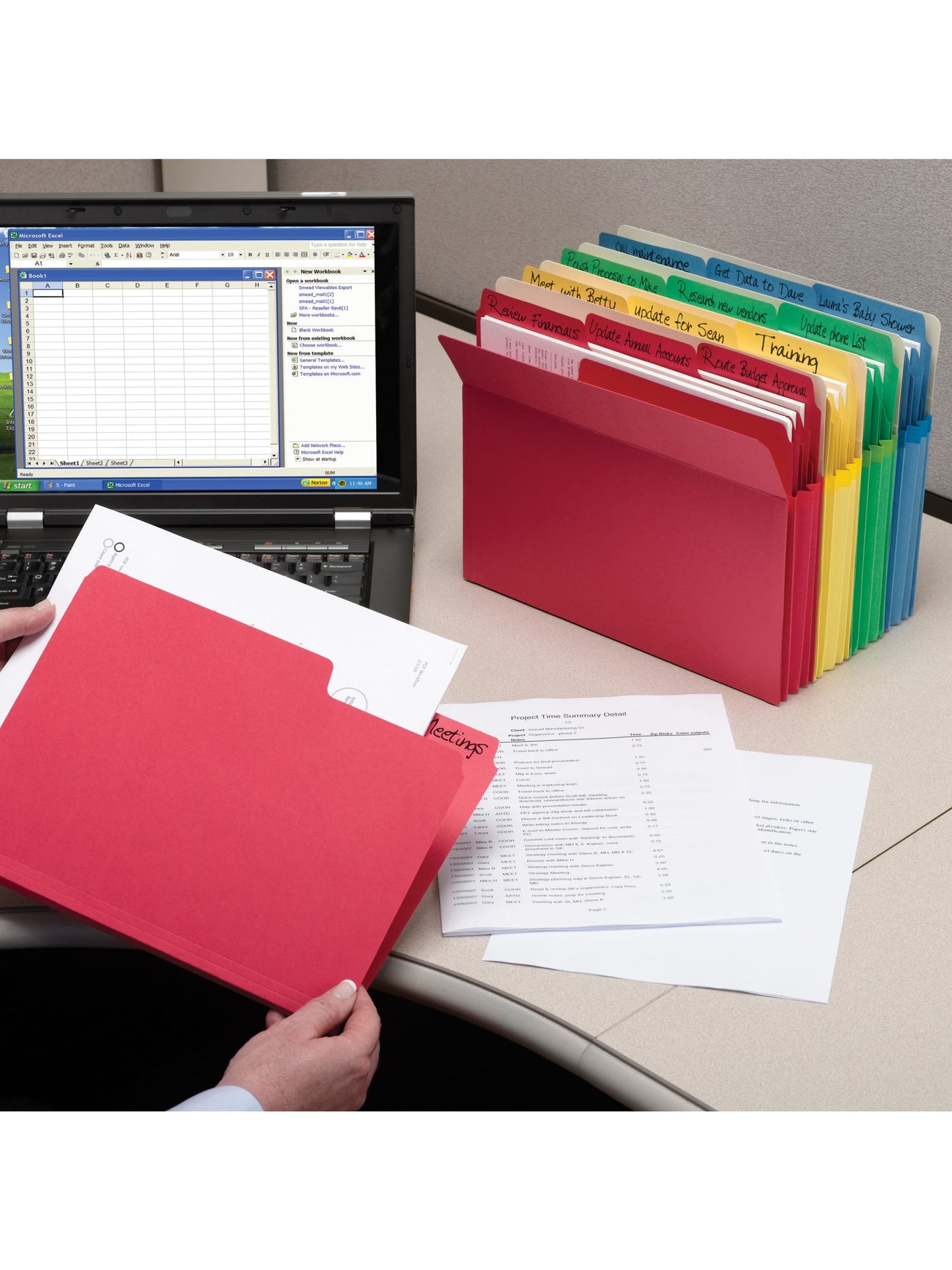 SuperTab® File Folders, 1/3-Cut Tab, Assorted Colors Color, Letter Size, Set of 100, 086486119870