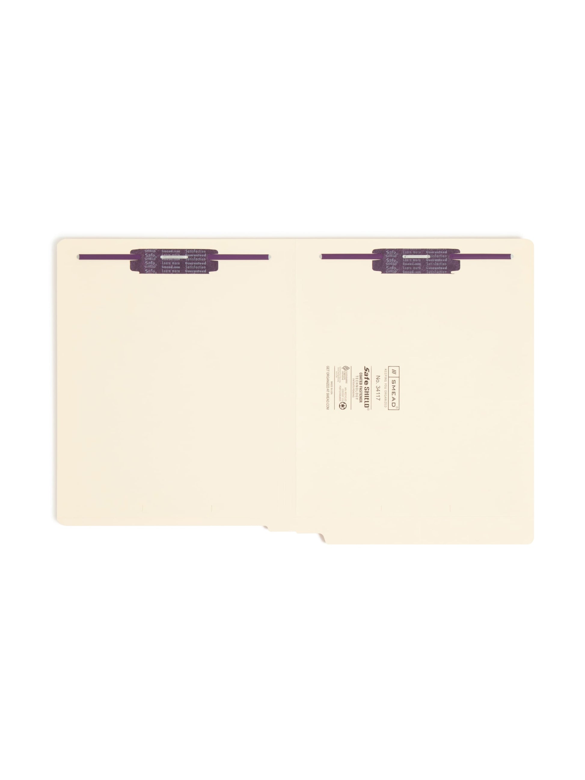 Shelf-Master® Reinforced End Tab Fastener File Folders with Antimicrobial Product Protection, Straight-Cut Tab, 2 Fasteners, Bi-lingual Packaging, Manila Color, Letter Size, Set of 50, 086486341172