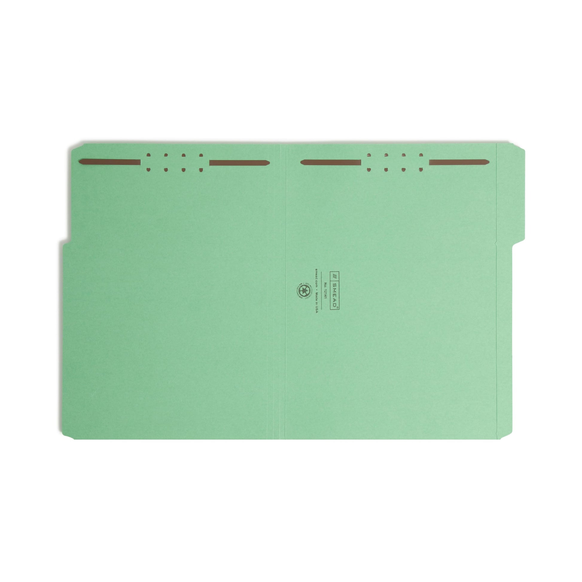 100% Recycled Reinforced Tab Fastener File Folders, Green Color, Letter Size, Set of 50, 086486121415
