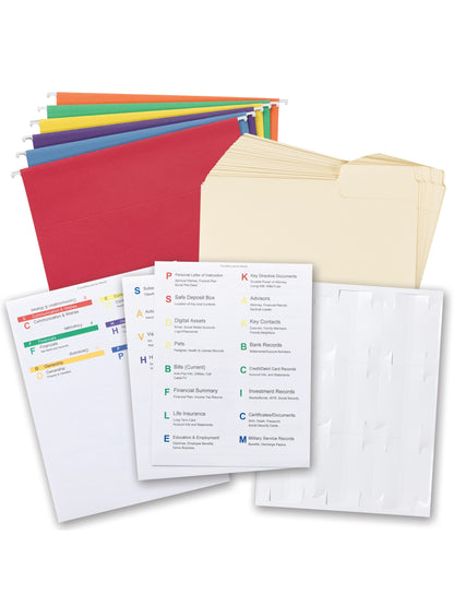 Life Documents Drawer Kit, Filing Contents Only, Assorted Primaries Color, Letter Size, Set of 1, 086486920155