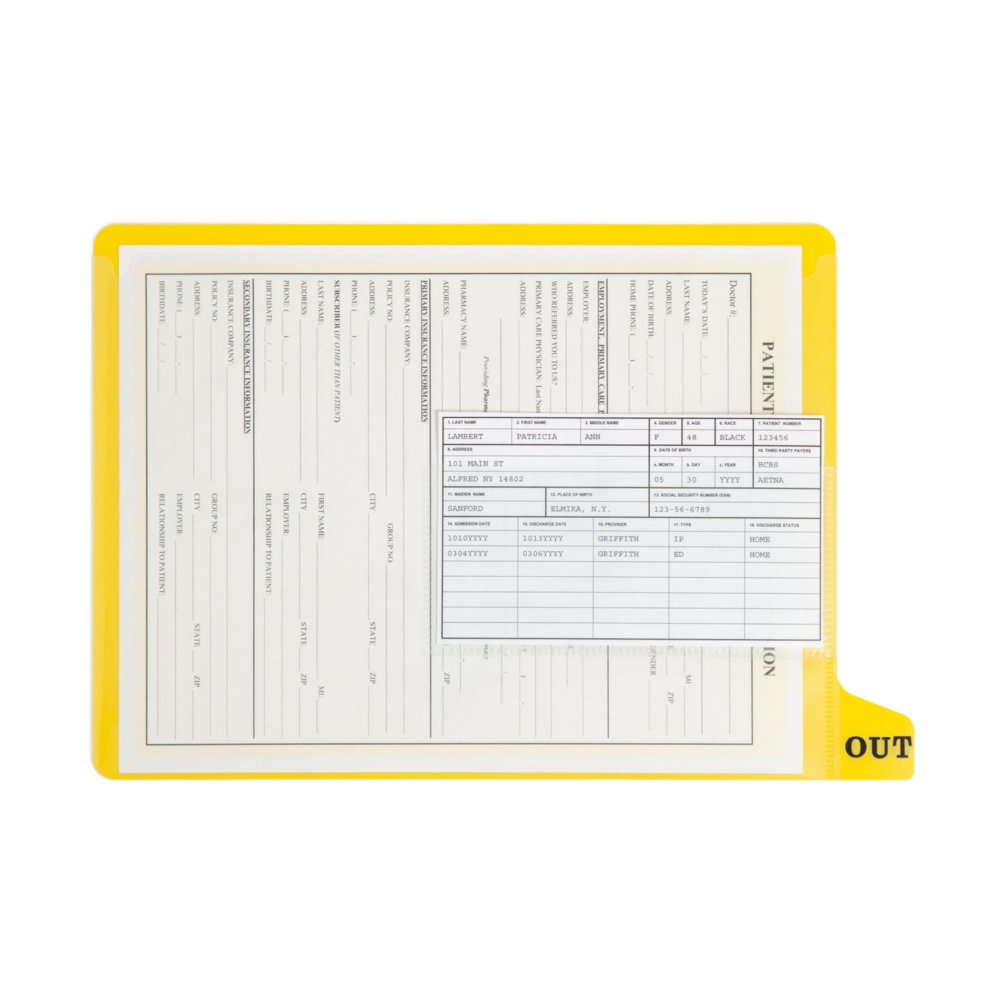 Poly End Tab Out-Guides, Yellow Color, Letter Size, Set of 25, 086486619561
