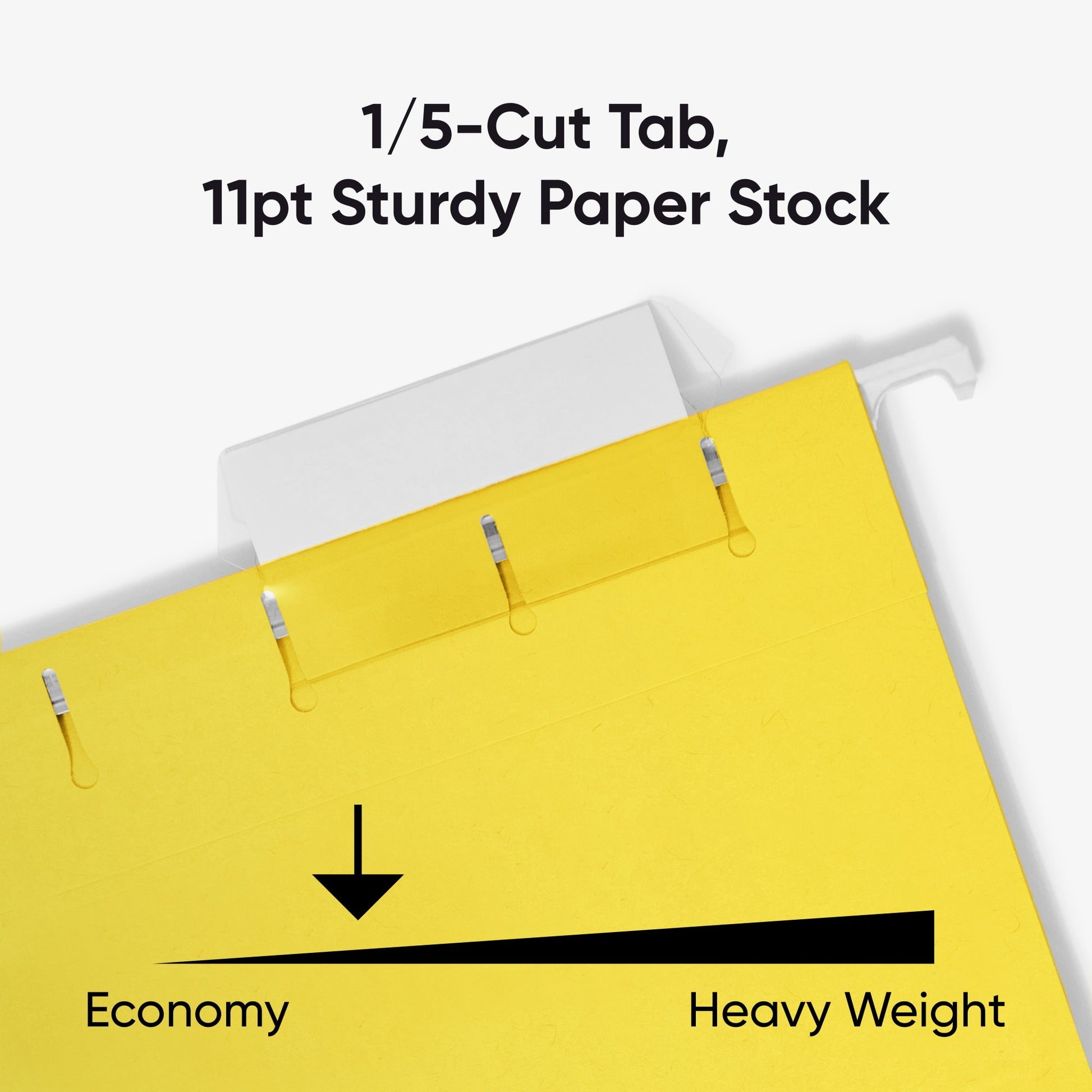 Standard Hanging File Folders with 1/5-Cut Tabs, Yellow Color, Letter Size, Set of 25, 086486640695