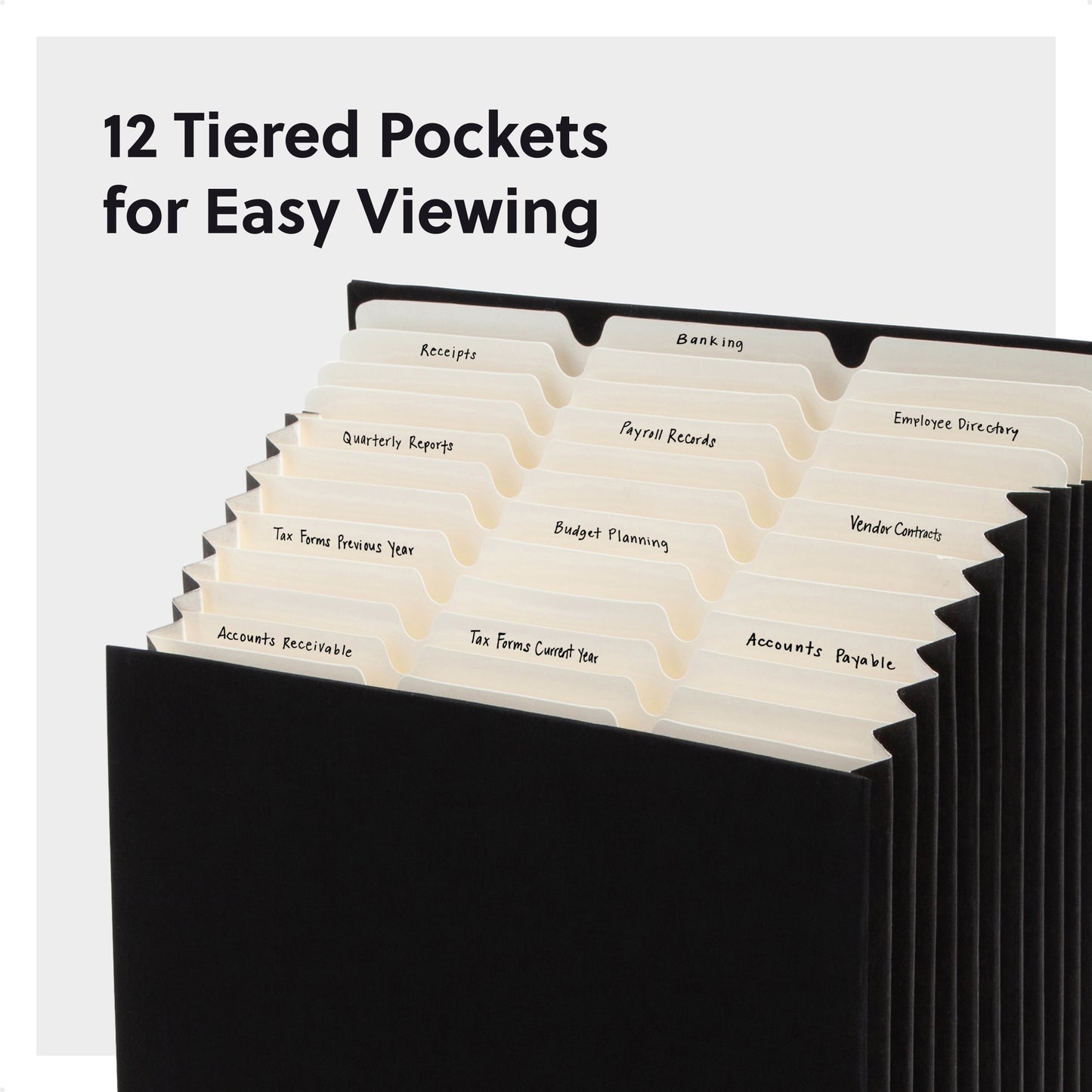 Expanding Stadium® File, 12 Pockets, Charcoal Color, 13.6" X 12.25" X 1.88" Size, Set of 1, 086486702270