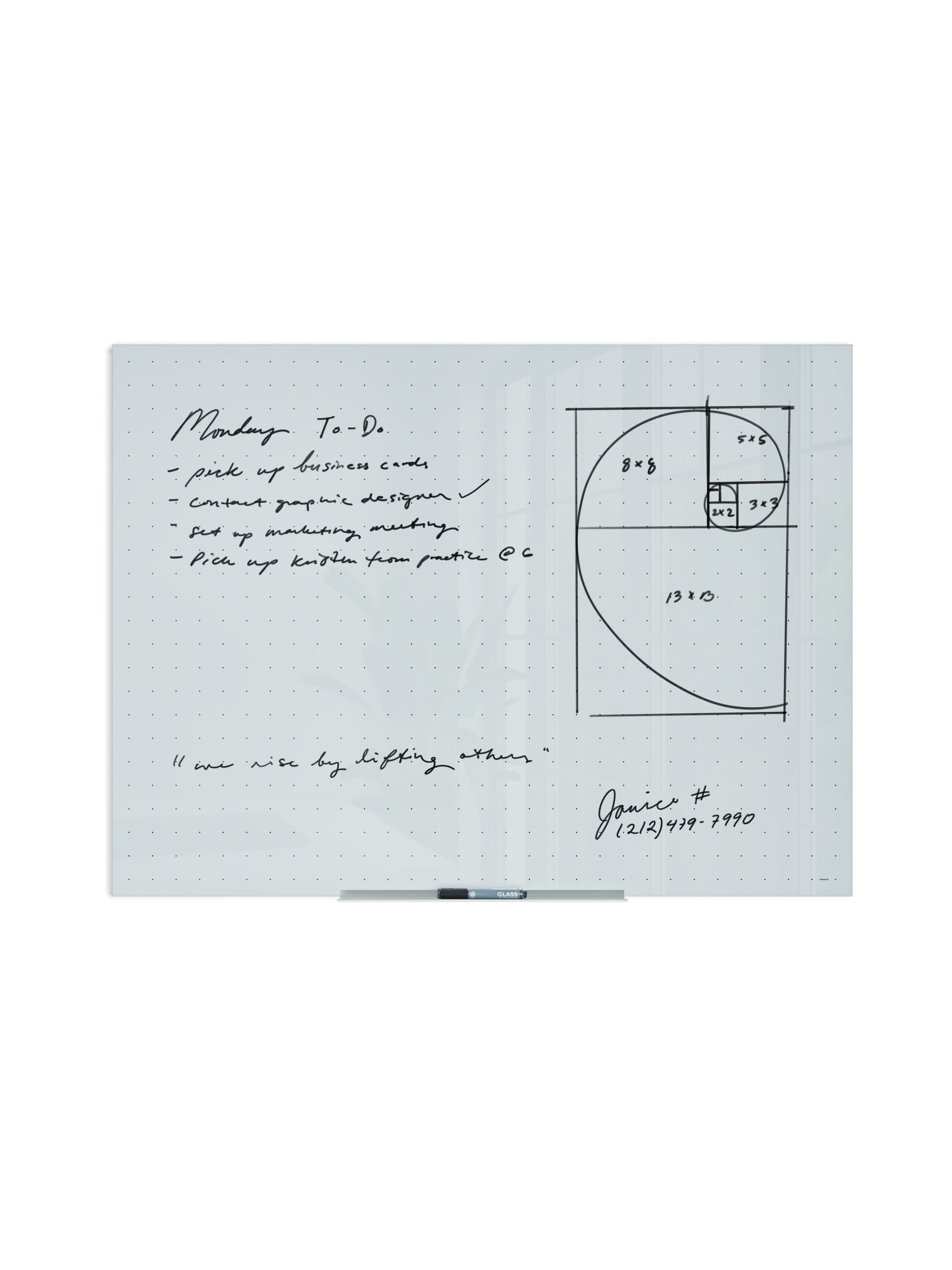 Floating Glass Non-Magnetic Dry Erase Board, White, 47" x 35", 4 x 3, White, 47" X 35" Size, Set of 1, 817894027996