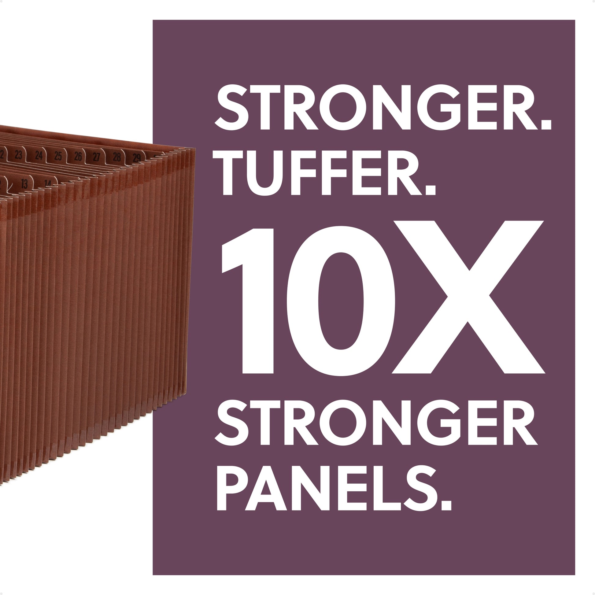 TUFF® Vegan Leather Expanding Files, 31 Pockets, Numerical , Brown Color, Letter Size, Set of 1, 086486737852