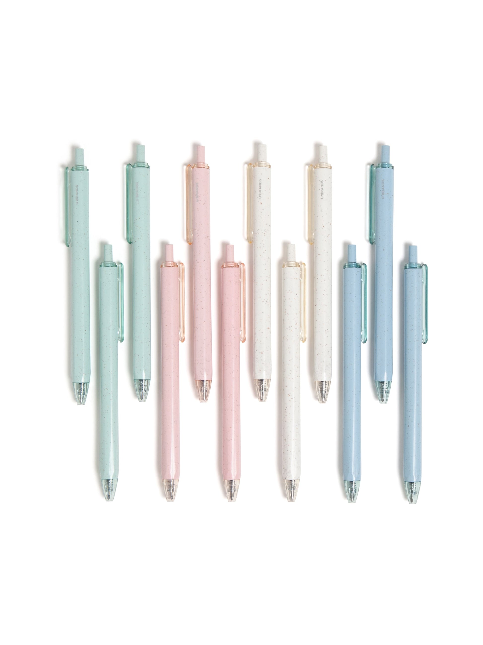 U-Eco Gel Pens, U-Eco, Assorted Colors, 5.63" x 0.41" x 0.54, Assorted Colors, 5.63" X 0.41" X 0.54 Size, Set of 12, 843463131429