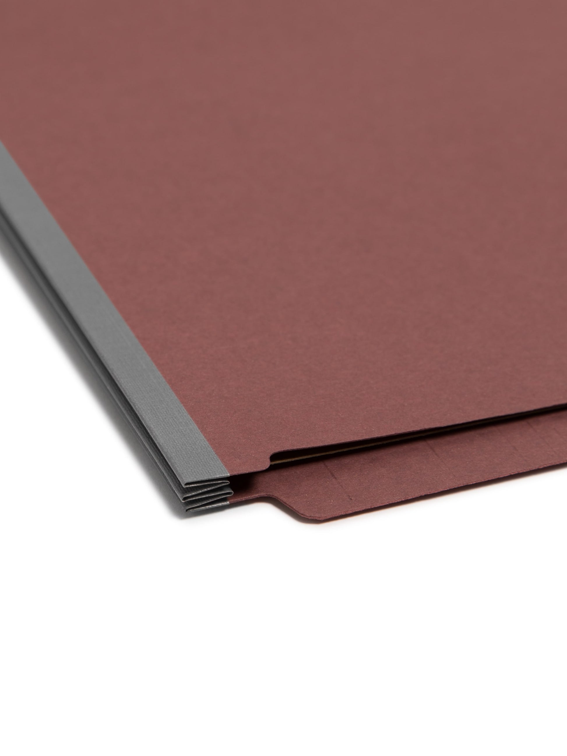 SafeSHIELD® Pressboard End Tab Classification File Folders, Straight-Cut Tab, 2 inch Expansion, 2 Divider, Red Color, Legal Size, Set of 10, 30086486298606