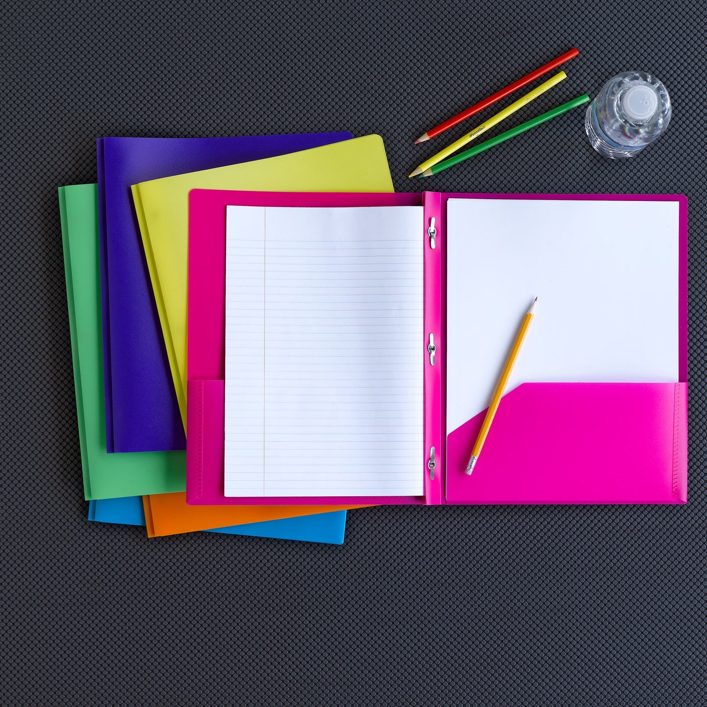 Poly Two-Pocket Folders with Fasteners, Assorted Colors Color, Letter Size, Set of 6, 086486877473