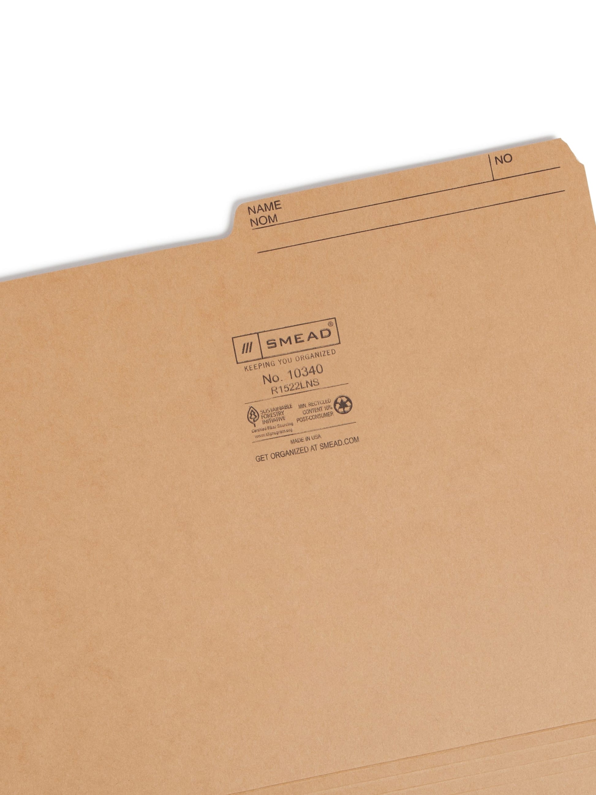 Reversible Printed Tab File Folders, 1/2-Cut Tab, 10 1/2 pt., Beige Color, Letter Size, Set of 100, 086486103404