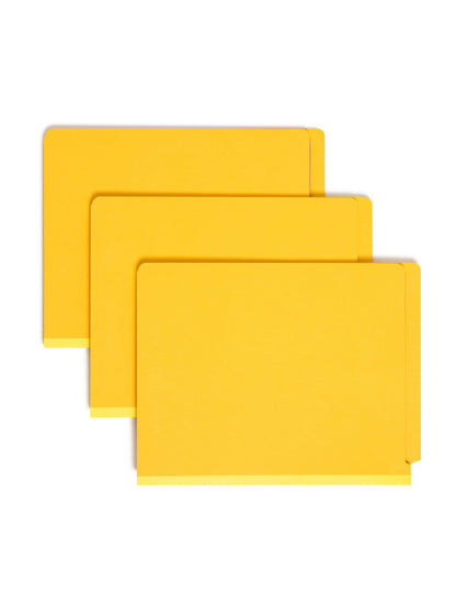 SafeSHIELD® Pressboard End Tab Classification File Folders, Straight-Cut Tab, 2 inch Expansion, 2 Divider, Yellow Color, Letter Size, Set of 10, 30086486267893
