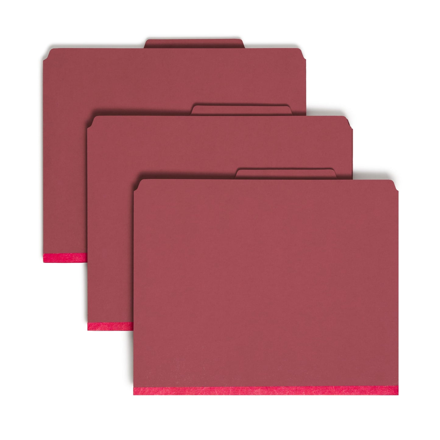 SafeSHIELD® Pressboard Classification File Folders, 3 Dividers, 3 inch Expansion, 2/5-Cut Tab, Bright Red Color, Letter Size, Set of 10, 30086486140950
