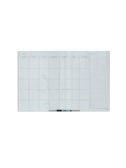 Floating Glass Non-Magnetic DE Calendar Board, White, 35" x 23", 3 x 2, White, 35" X 23" Size, Set of 1, 817894027750