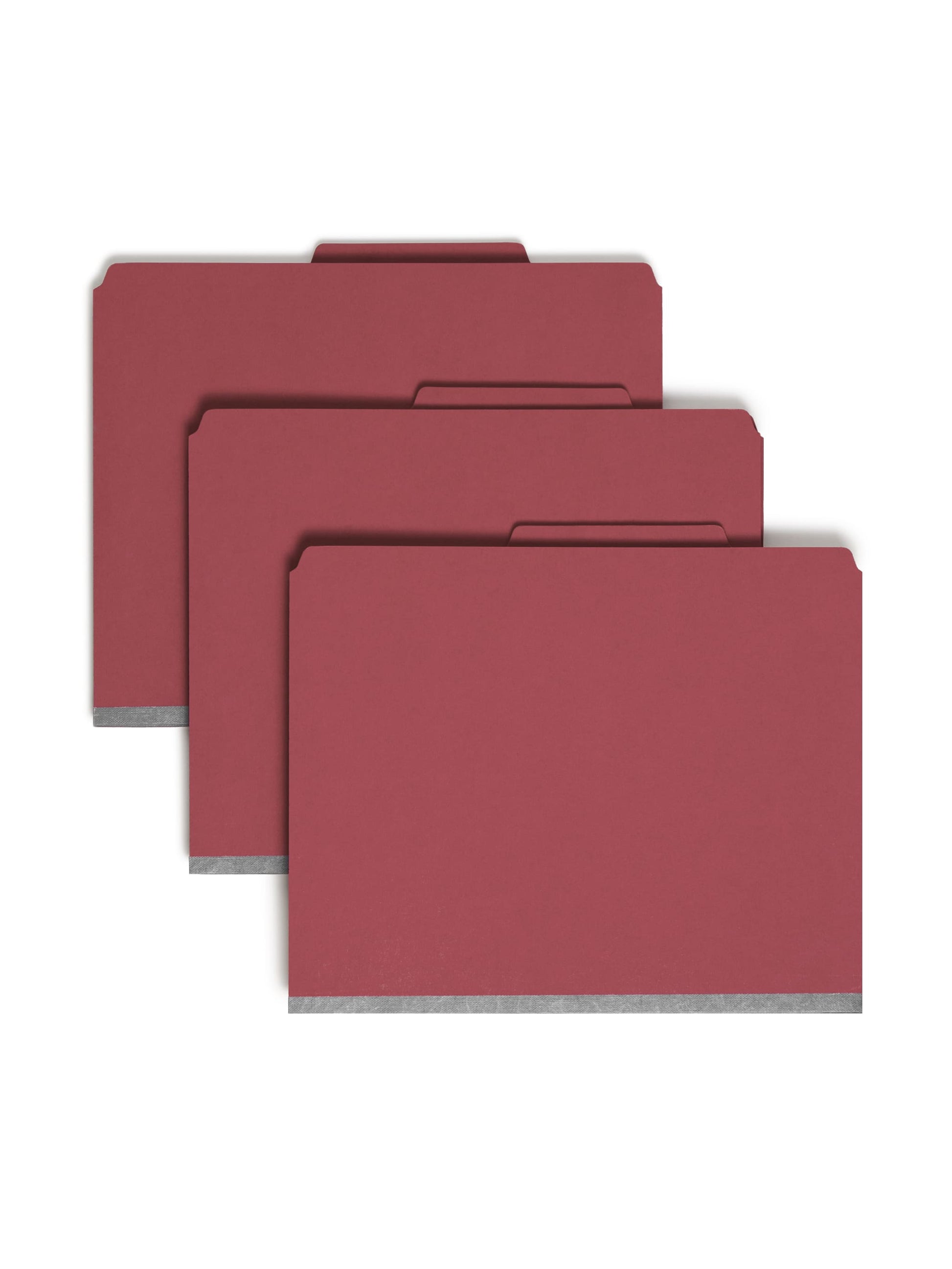 SafeSHIELD® Pressboard Classification File Folders, 3 Dividers, 3 inch Expansion, 2/5-Cut Tab, Bright Red Color, Letter Size, Set of 0, 30086486140950