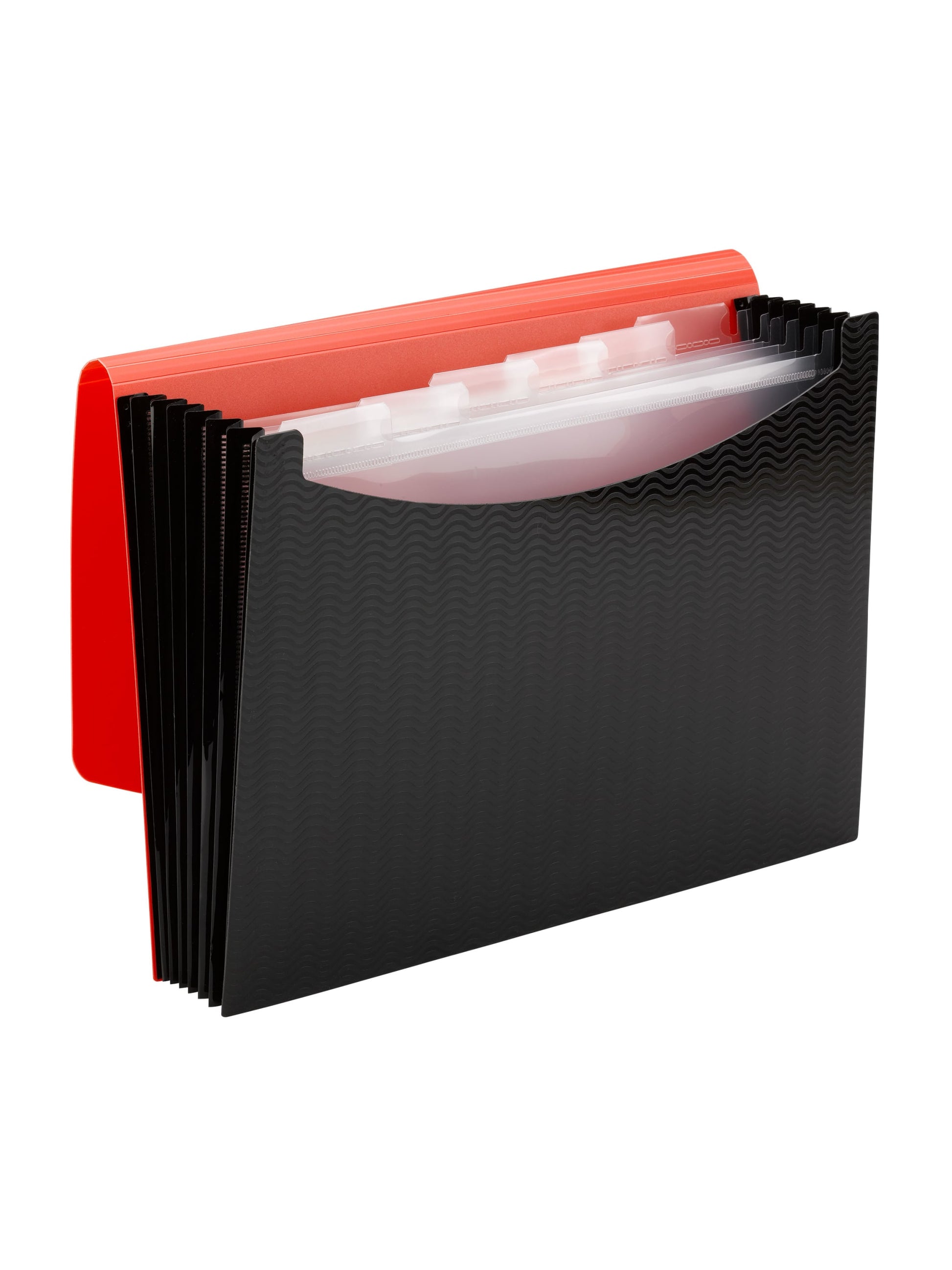 Poly Expanding Files with Flap, 6 Pockets, Wave Pattern, Red Color, Letter Size, Set of 1, 086486708845