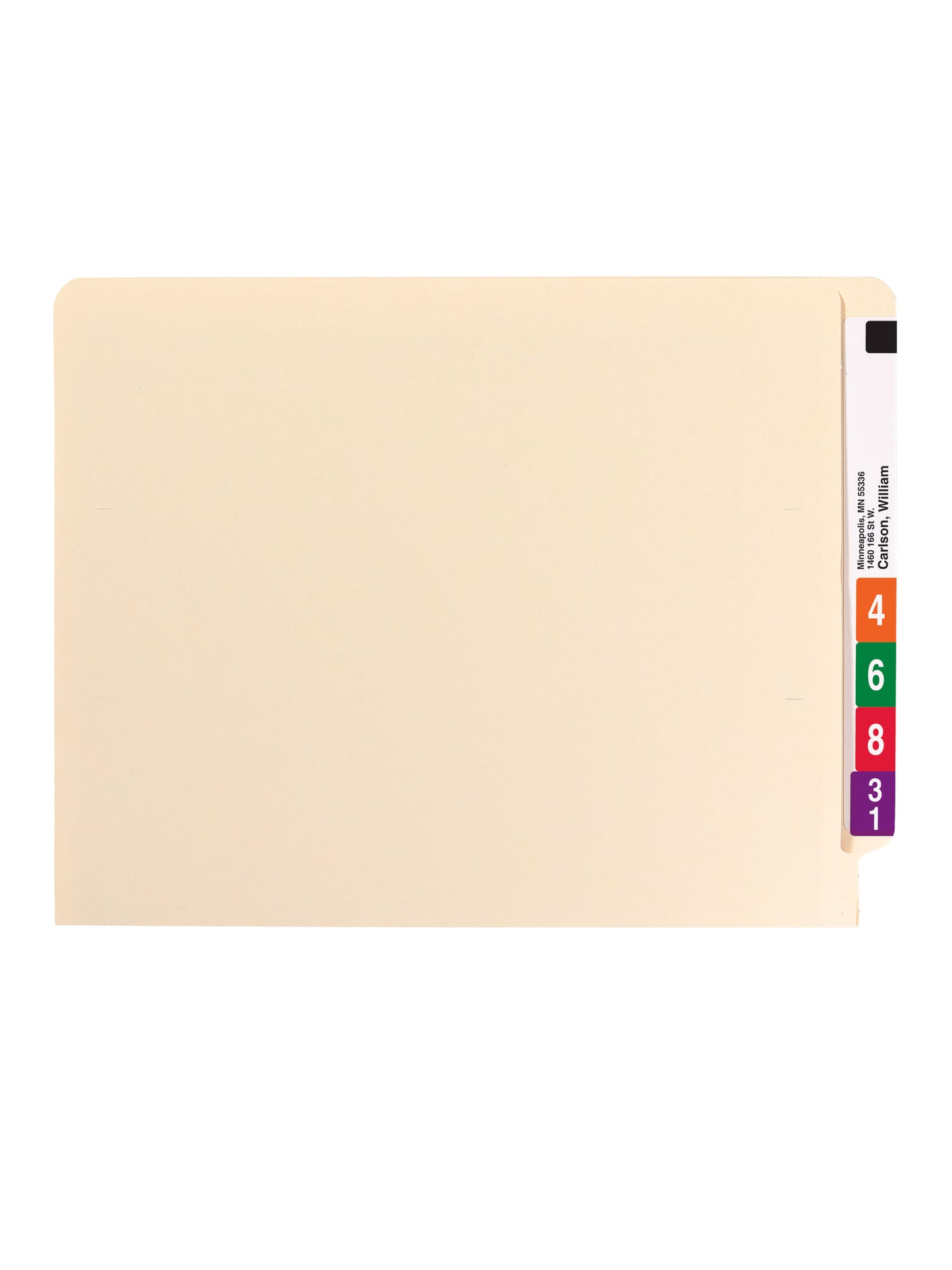 Shelf-Master® Reinforced End Tab File Folders, Straight-Cut Tab, 9-1/2 inch Front, Manila Color, Letter Size, Set of 100, 086486241106