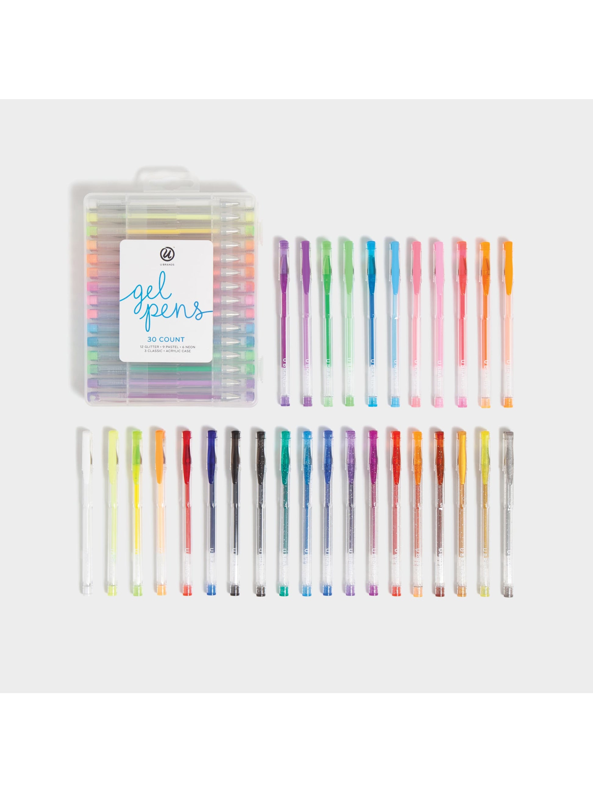 Gel Pens - Colored Ink, Assorted Colors, Assorted Colors, Set of 30, 817894022250