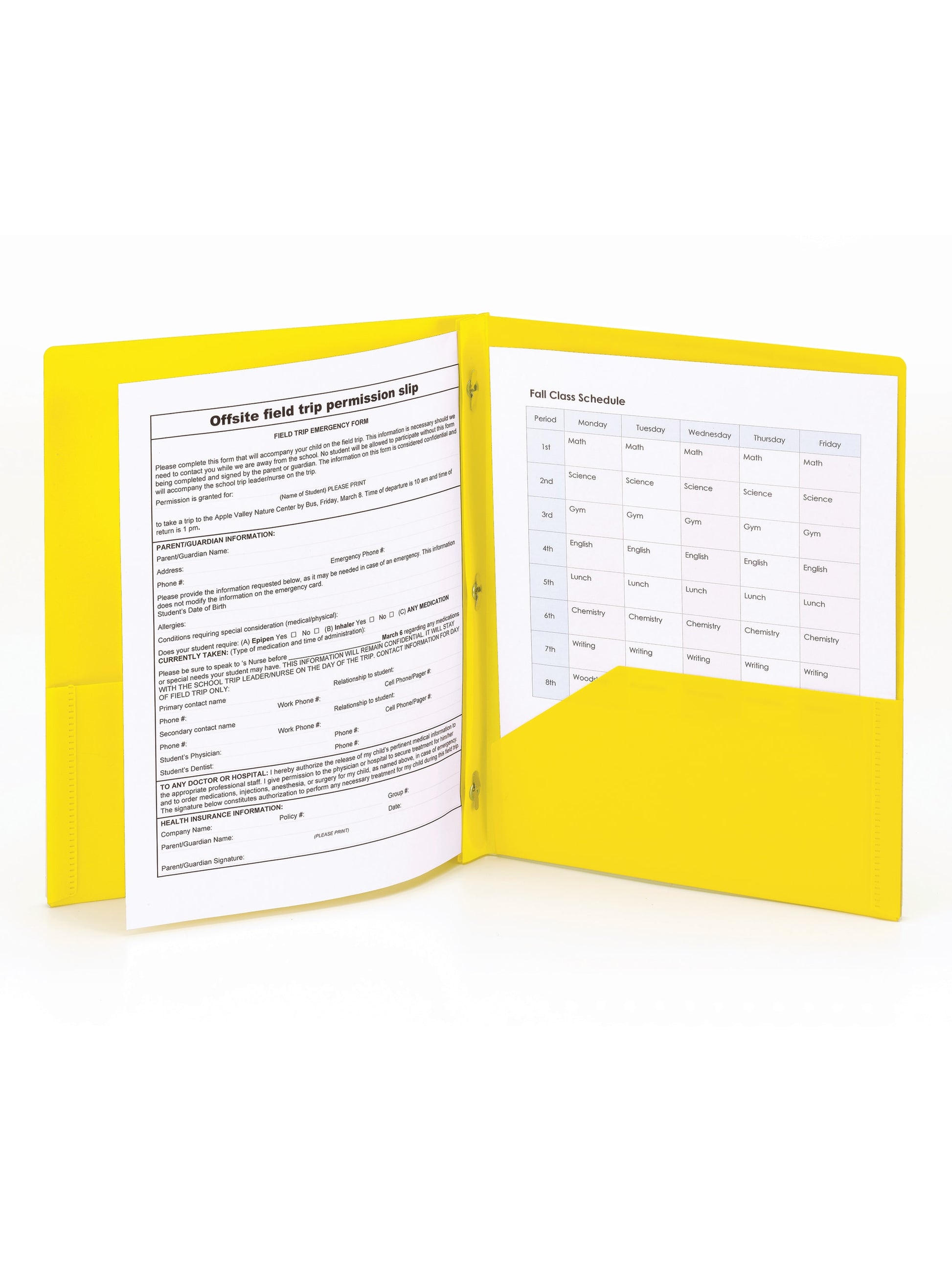 Poly Two-Pocket Folders with Fasteners, Yellow Color, Letter Size, Set of 1, 086486877336