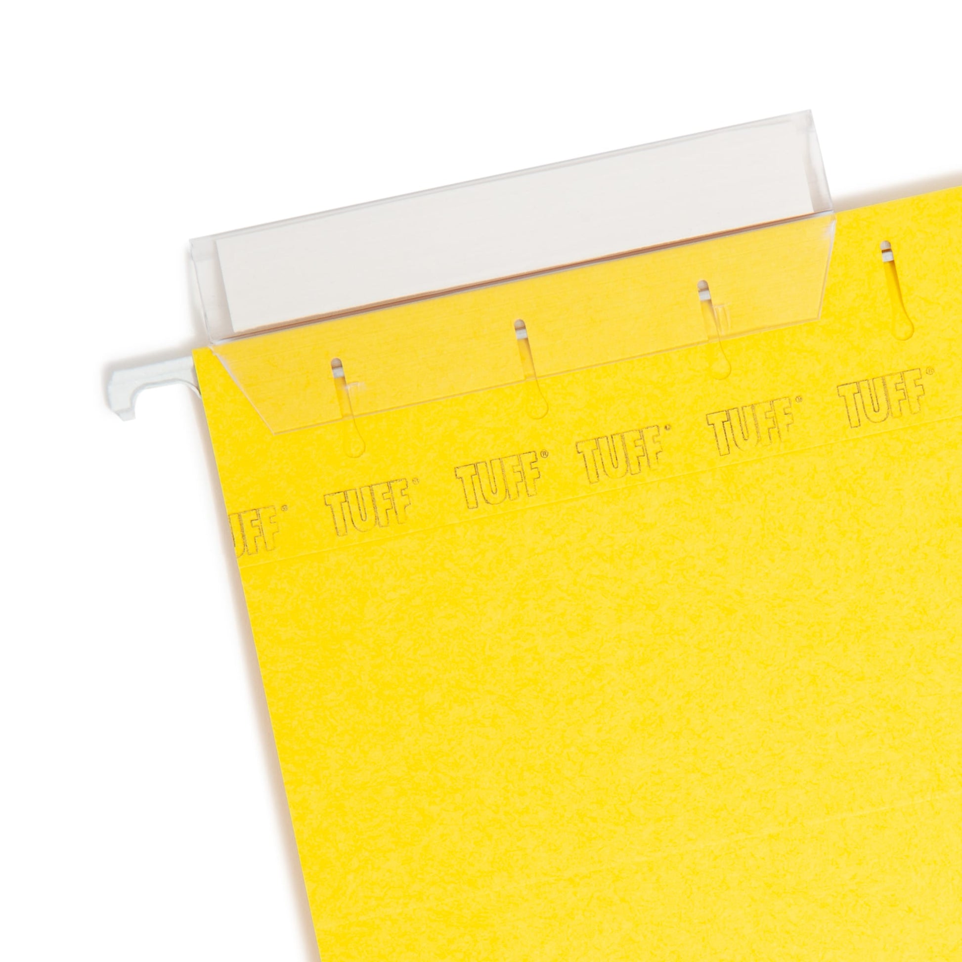 TUFF® Hanging File Folders with Easy Slide® Tabs, Yellow Color, Letter Size, Set of 1, 086486640442