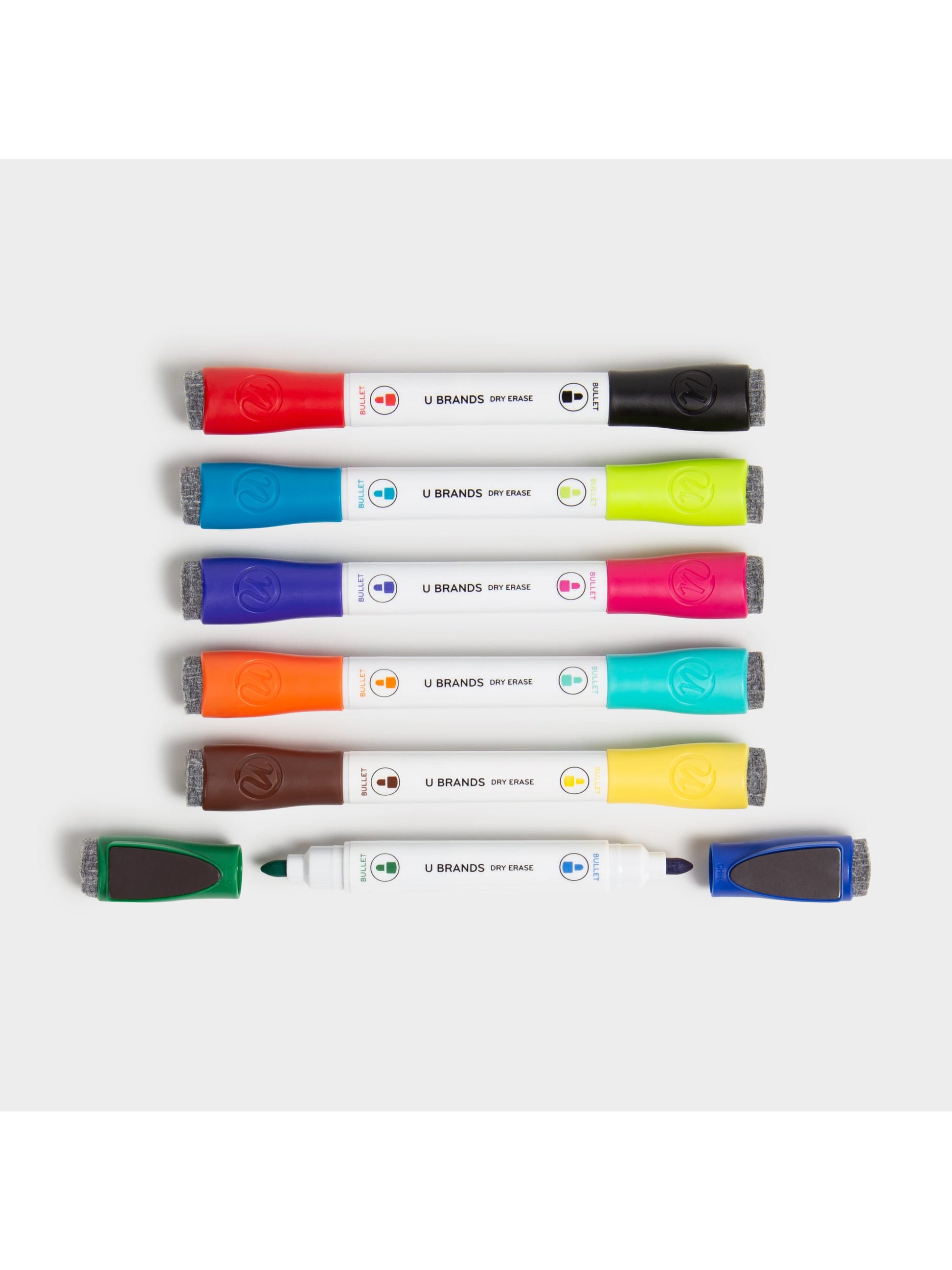 Bullet Tip Double Ended Dry Erase Markers, Assorted Colors, Assorted Colors, Set of 6, 812296025076
