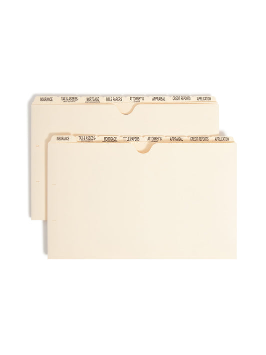Pressboard Mortgage File Folder Dividers, Manila Color, Legal Size, Set of 0, 30086486782785