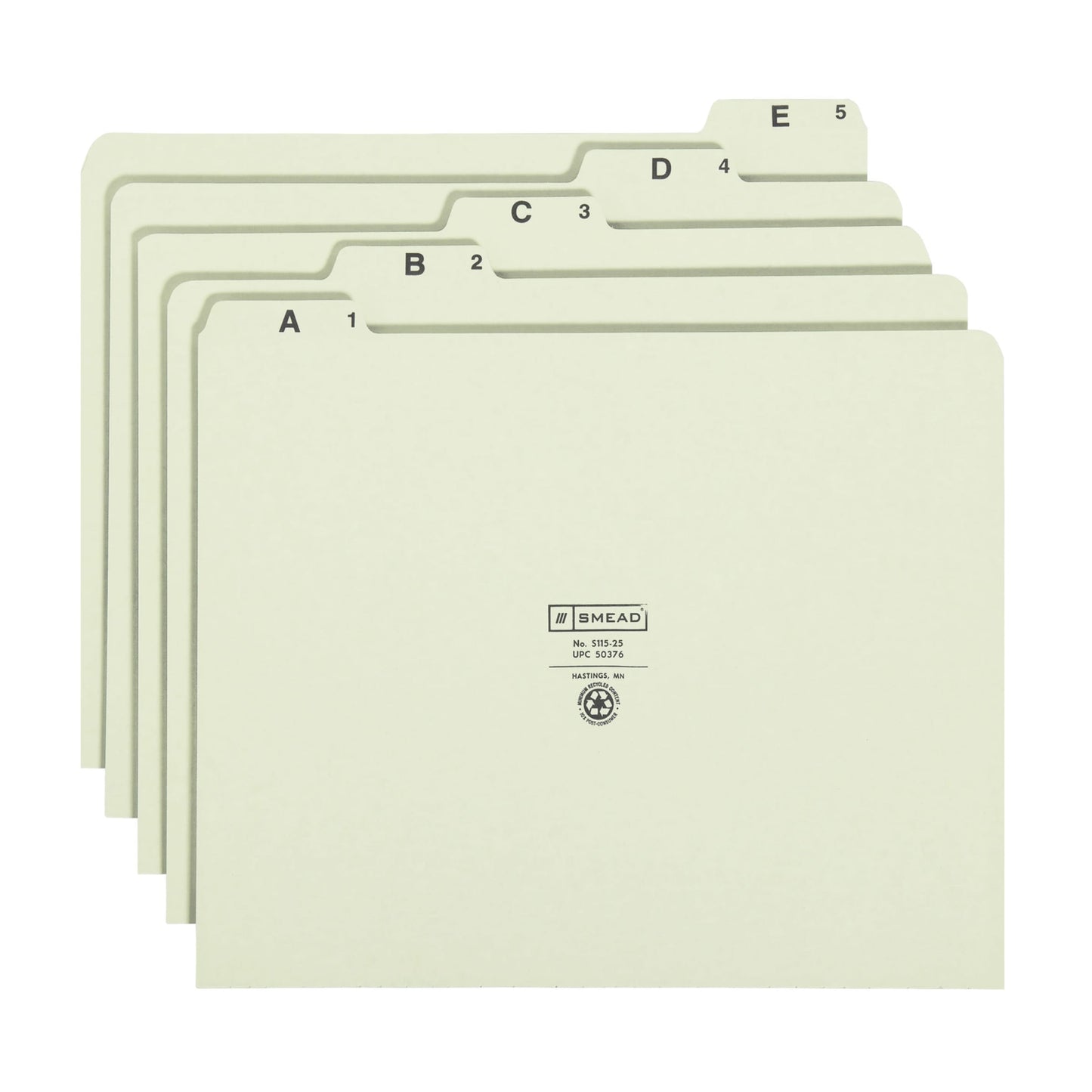 Heavyweight Filing Guides with Alphabetic Indexing, Gray/Green Color, Letter Size, Set of 25, 086486503761