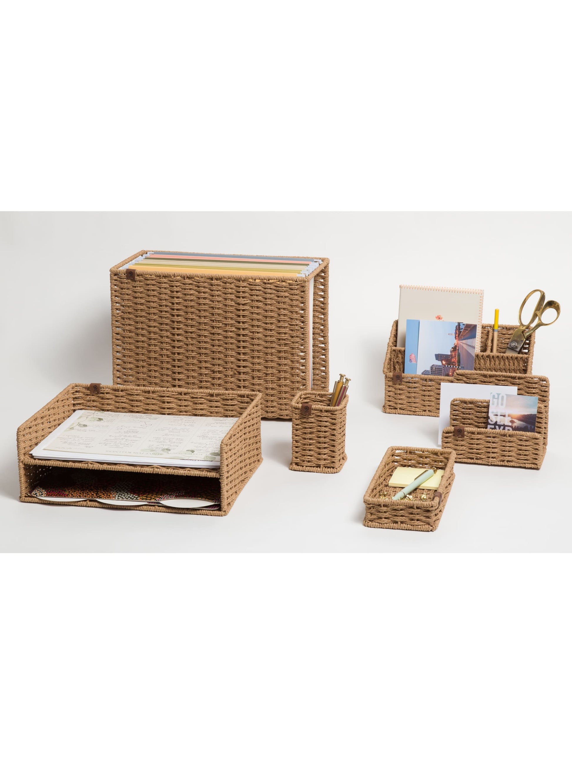 Woven Desktop Organizer, Woven, Brown, Brown, Set of 1, 843463160863