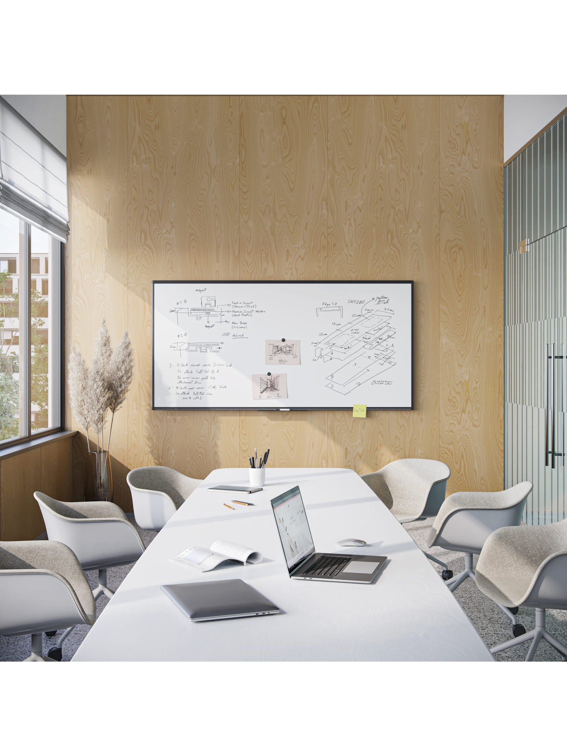 Aluminum PinIt Frame Dry Erase Board, Pinit Frame, Black, White, 95" x 47", 8 x 4, White, 95" X 47" Size, Set of 1, 843463130132