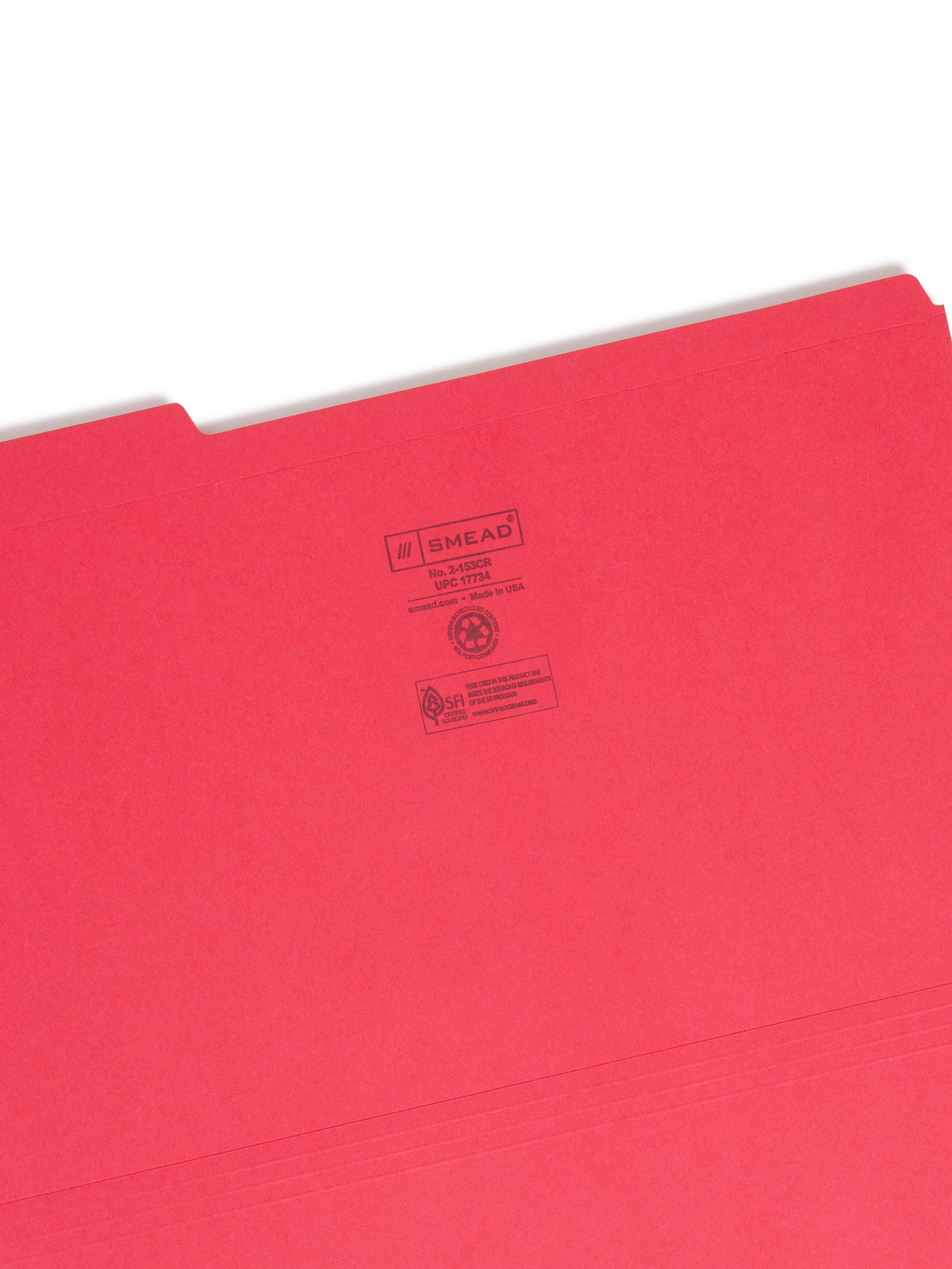 Reinforced Tab File Folders, 1/3-Cut Tab, Red Color, Legal Size, Set of 100, 086486177344