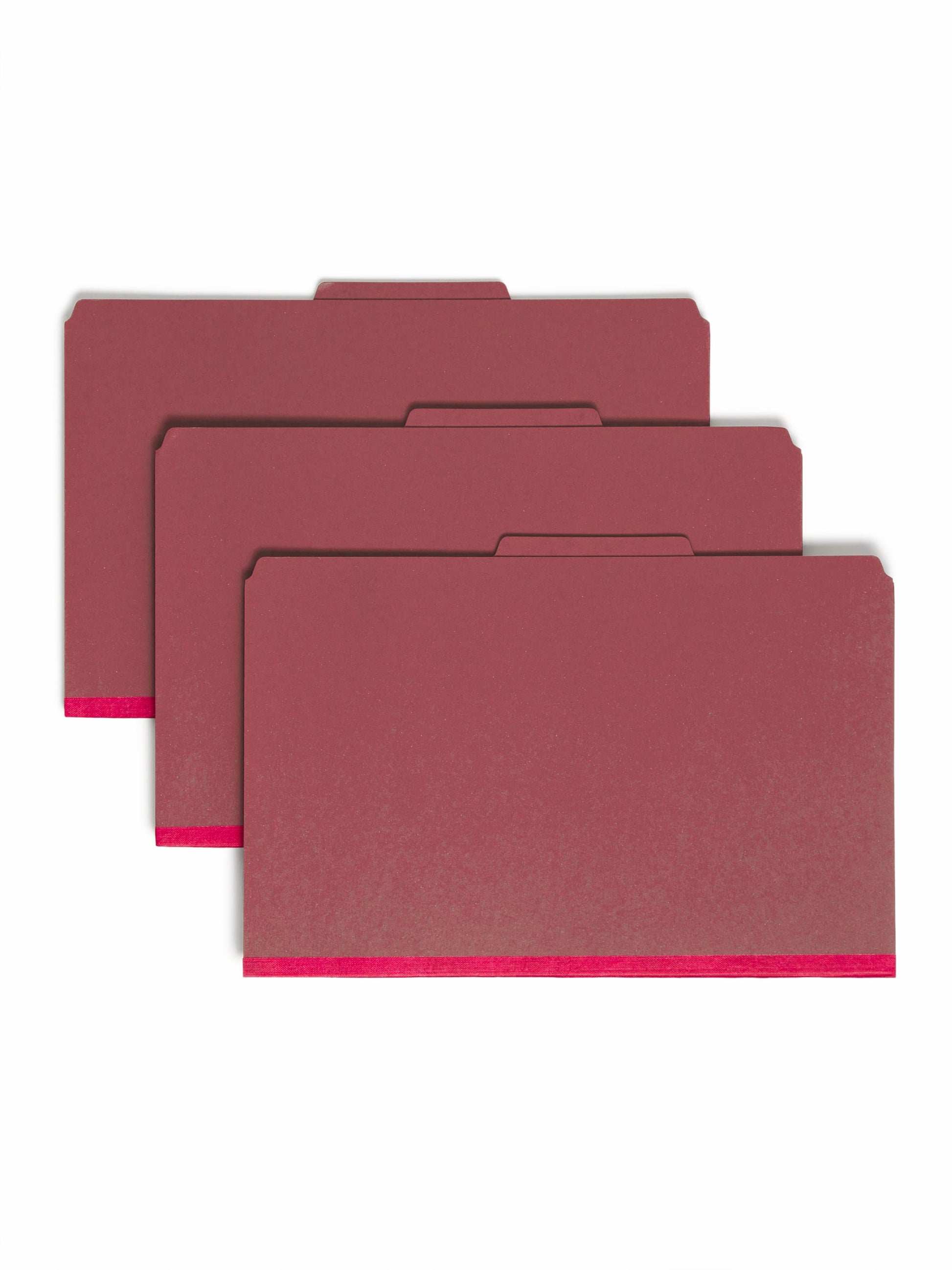 SafeSHIELD® Pressboard Classification File Folders, 1 Divider, 2 inch Expansion, Bright Red Color, Legal Size, Set of 0, 30086486187313