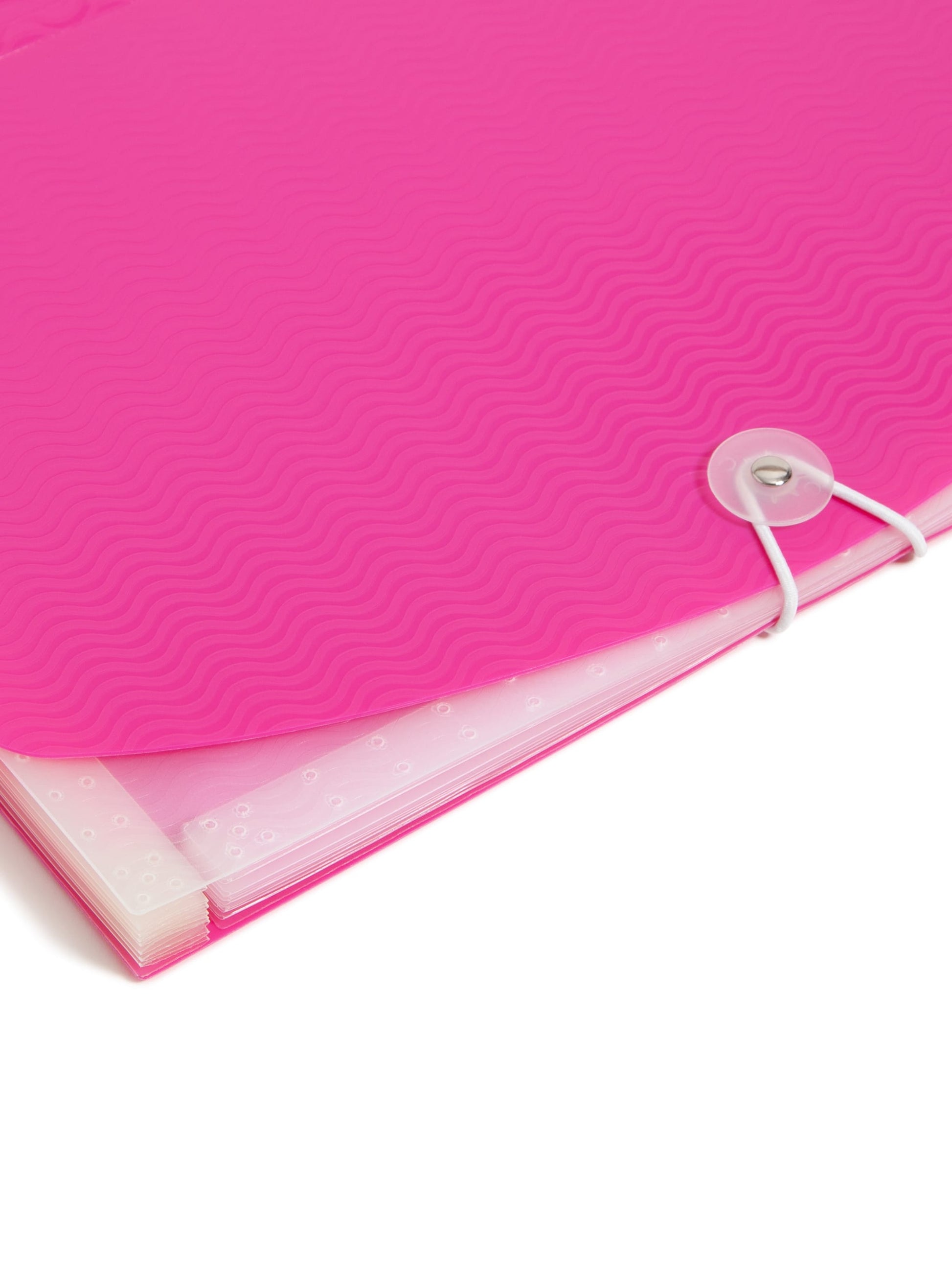 Poly Expanding Files with Flap, 6 Pockets, Wave Pattern, Pink Color, Letter Size, Set of 1, 086486708746