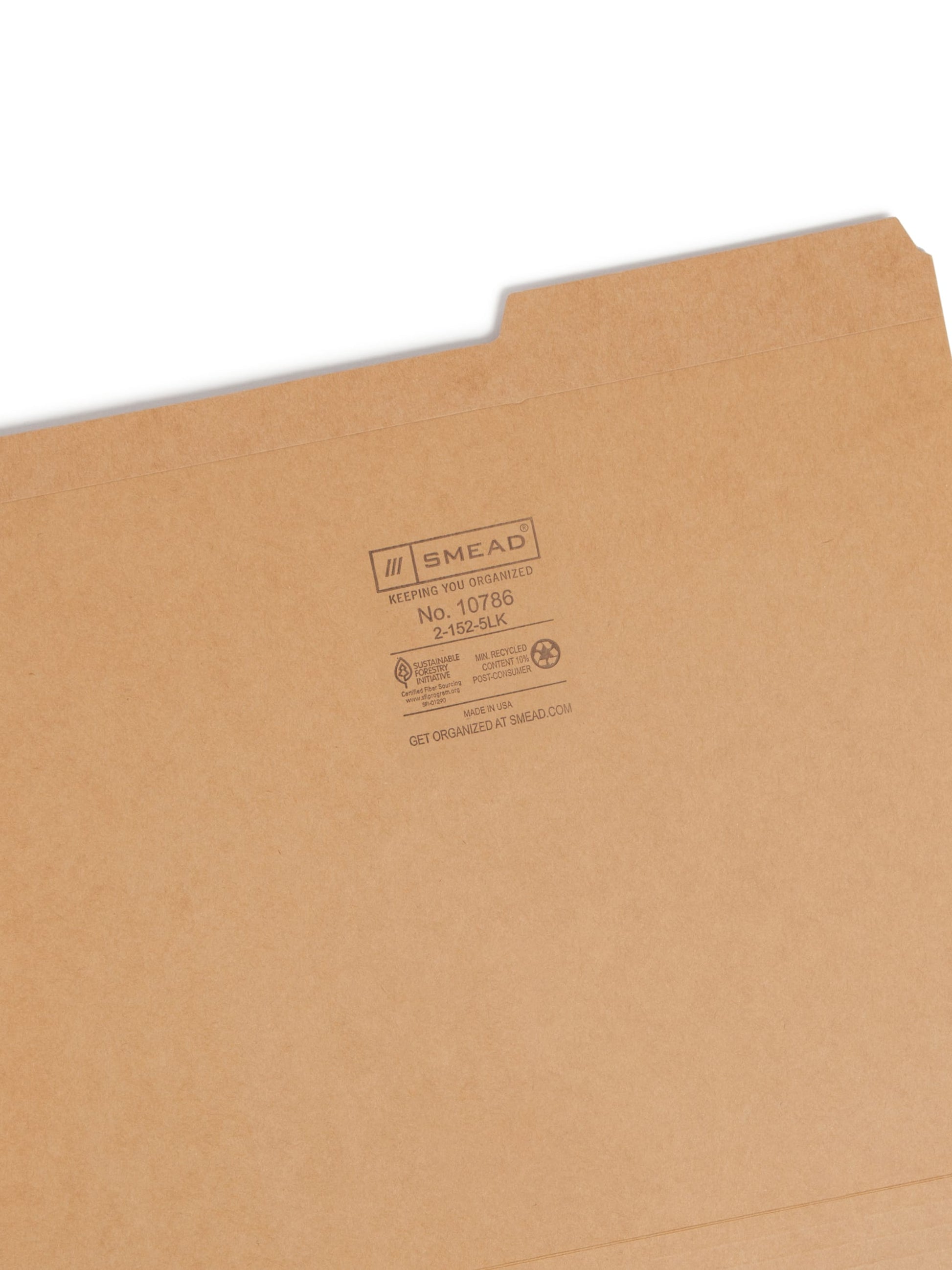 Reinforced Tab File Folders, 2/5-Cut Guide Height Right Tab, Kraft Color, Letter Size, Set of 100, 086486107860
