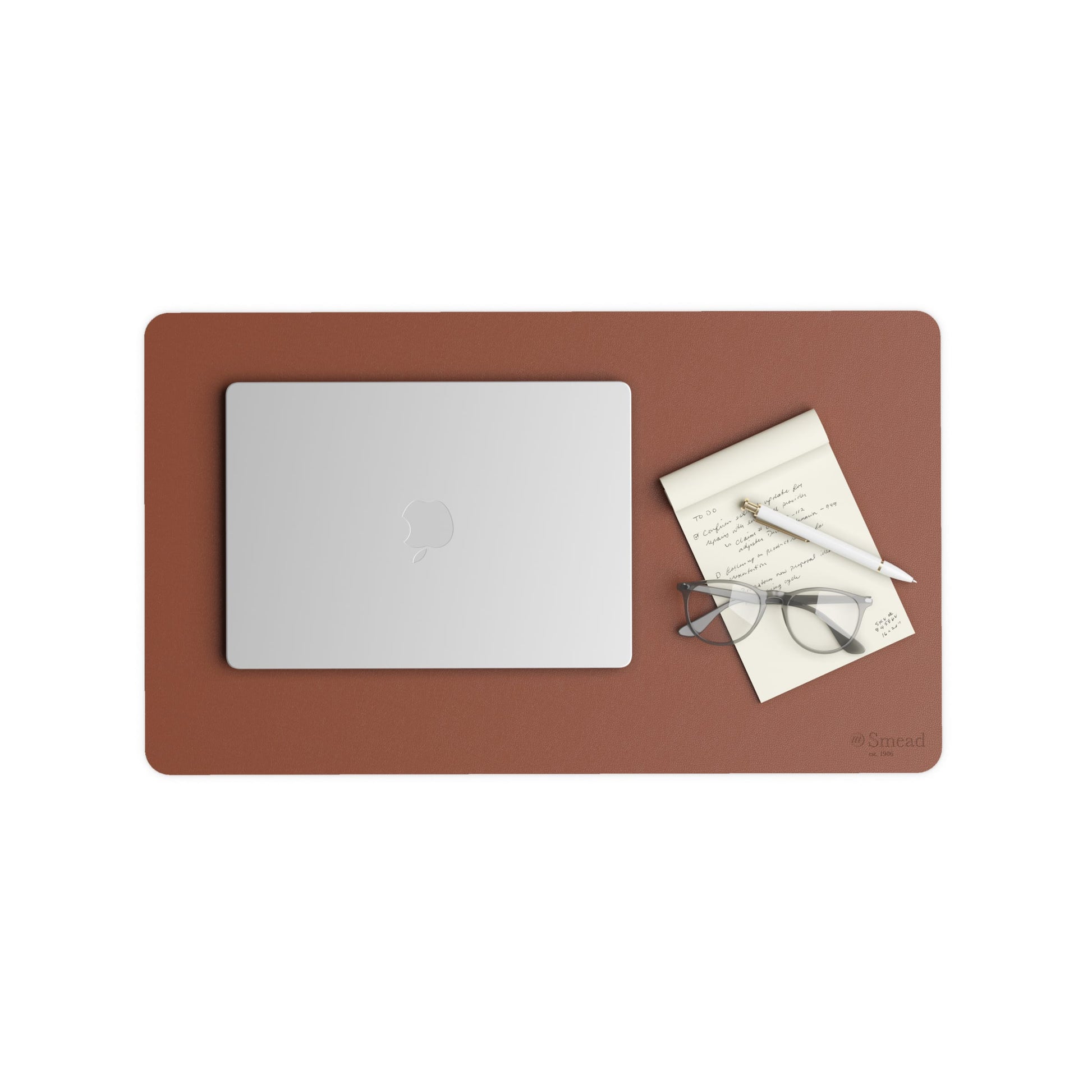 Vegan Leather Desk Pad, Saddle Color, 23.6"X13.7" Size, Set of 1, 086486648370