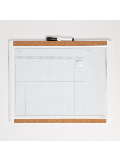 U Brands White PINIT™ Frame Magnetic Dry Erase Monthly Calendar Board, 20" x 16"