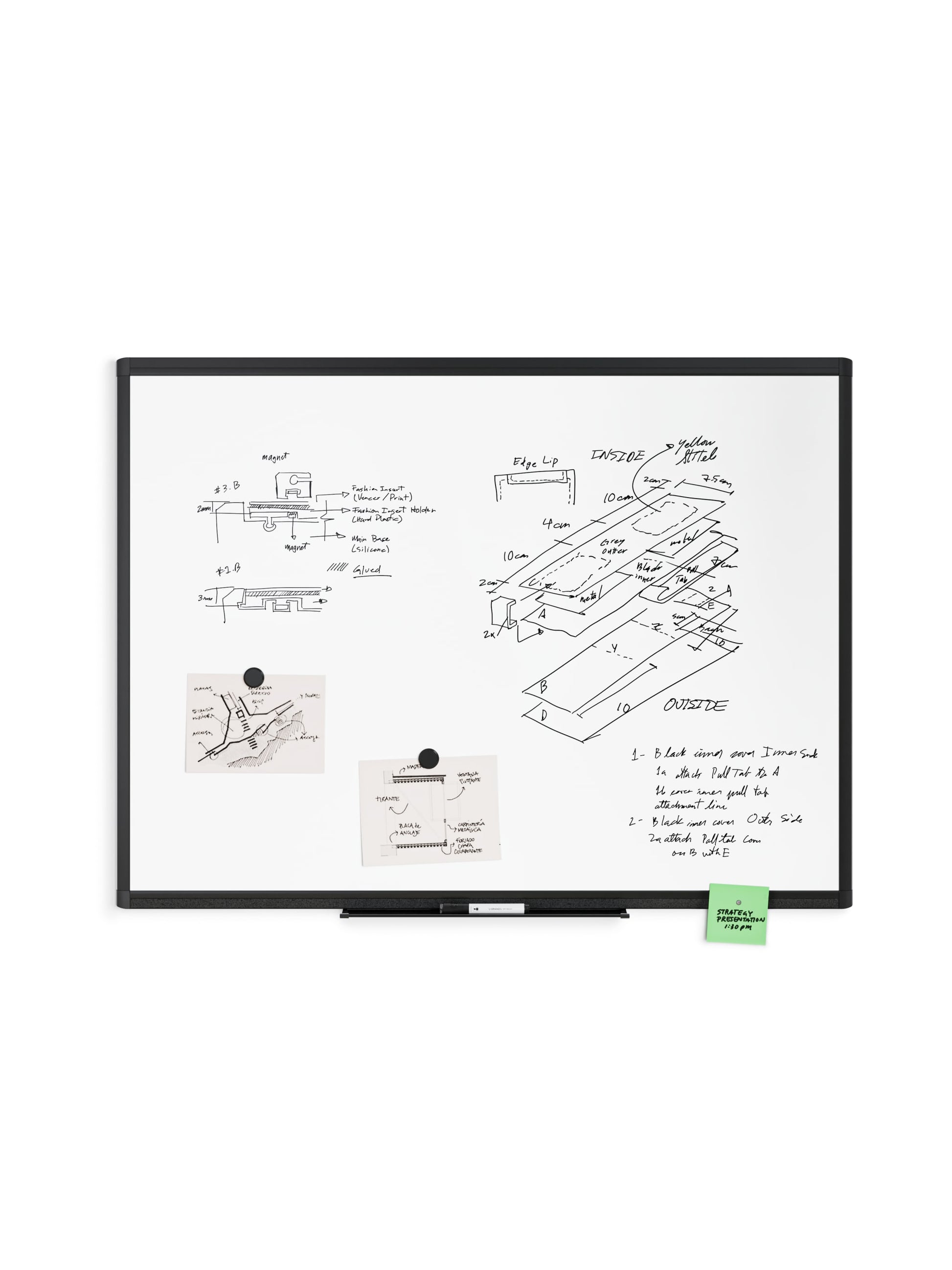 Aluminum PinIt Frame Dry Erase Board, Pinit Frame, Black, White, 47" x 35", 4 x 3, White, 47" X 35" Size, Set of 1, 843463130118
