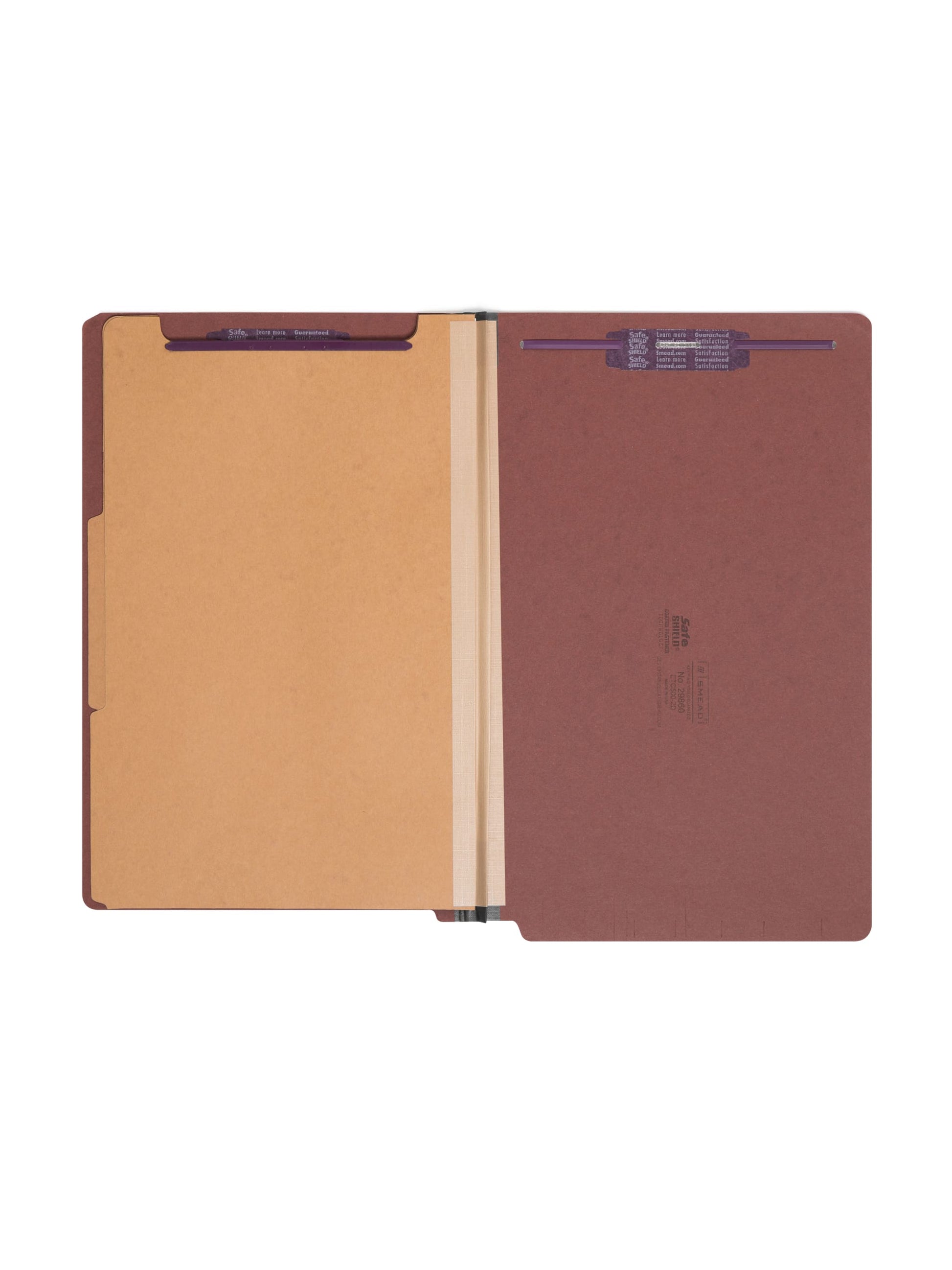 SafeSHIELD® Pressboard End Tab Classification File Folders, Straight-Cut Tab, 2 inch Expansion, 2 Divider, Red Color, Legal Size, Set of 10, 30086486298606
