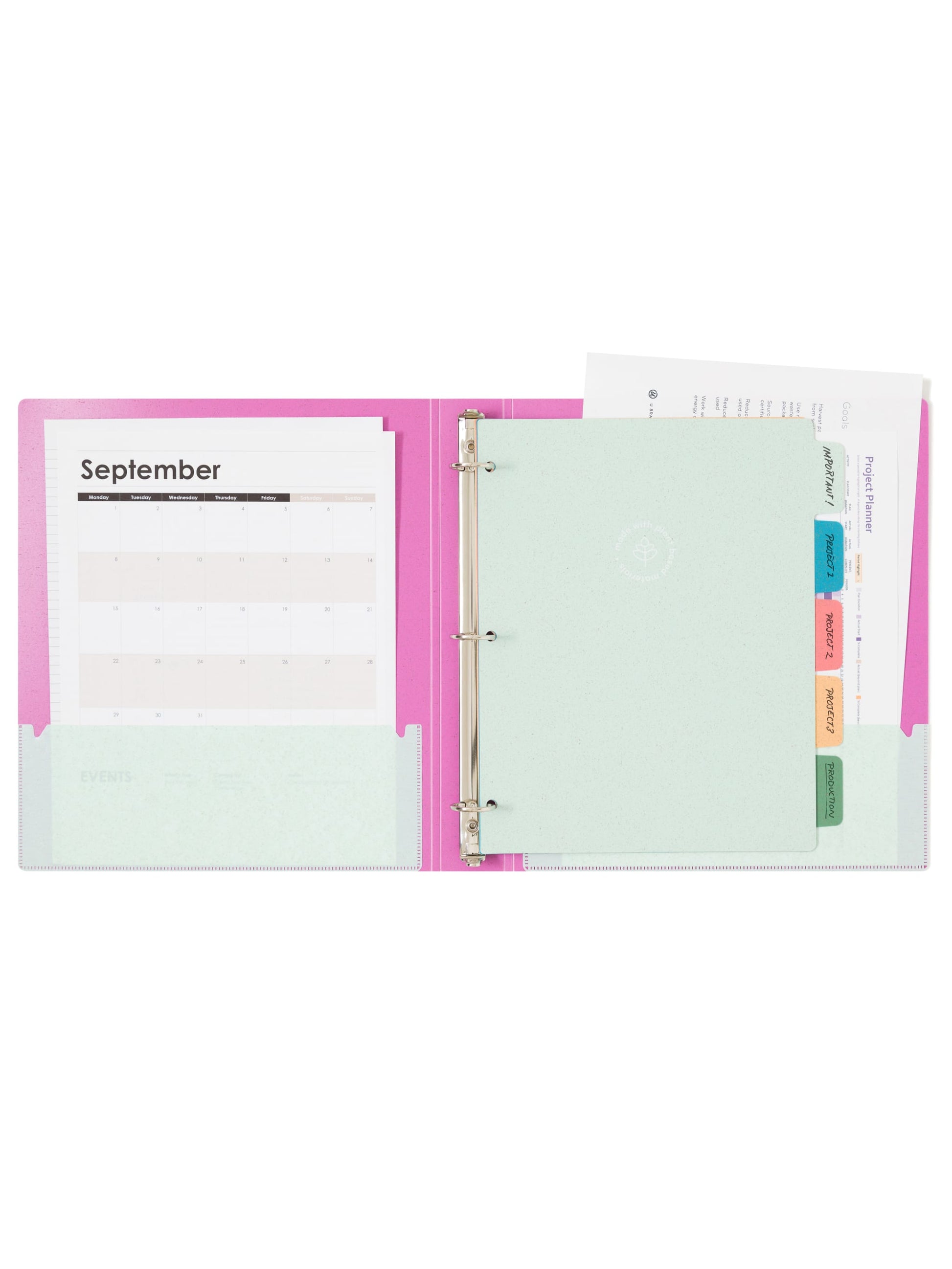 U-Eco Poly Binder with 5 Tab Dividers, U-Eco, 1/5 Cut, 2 Pockets, 5 Dividers, Orchid, Orchid, Set of 6, 843463166063