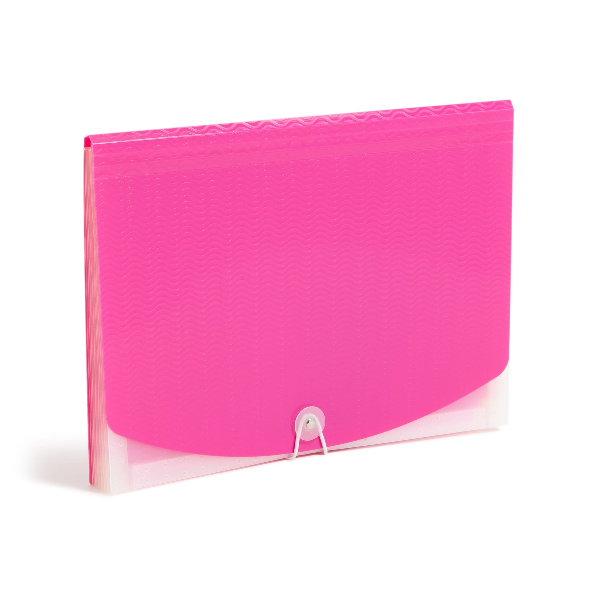 Poly Expanding Files with Flap, 6 Pockets, Wave Pattern, Pink Color, Letter Size, Set of 1, 086486708746